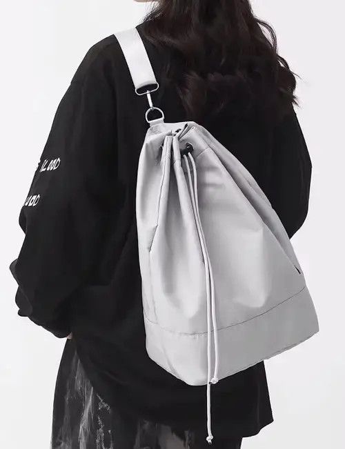 Fashion Y2K Sling Bag Backpack Aesthetic in Silver, Men's