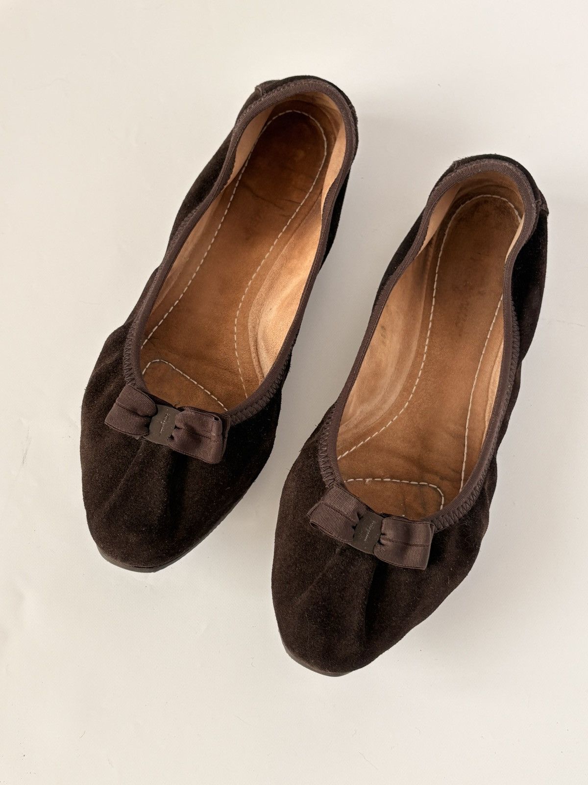 Salvatore Ferragamo Salvatore Ferragamo Brown Suede Ballet Flats Bow 40.5 10 Size US 10 / IT 40 - 4 Thumbnail