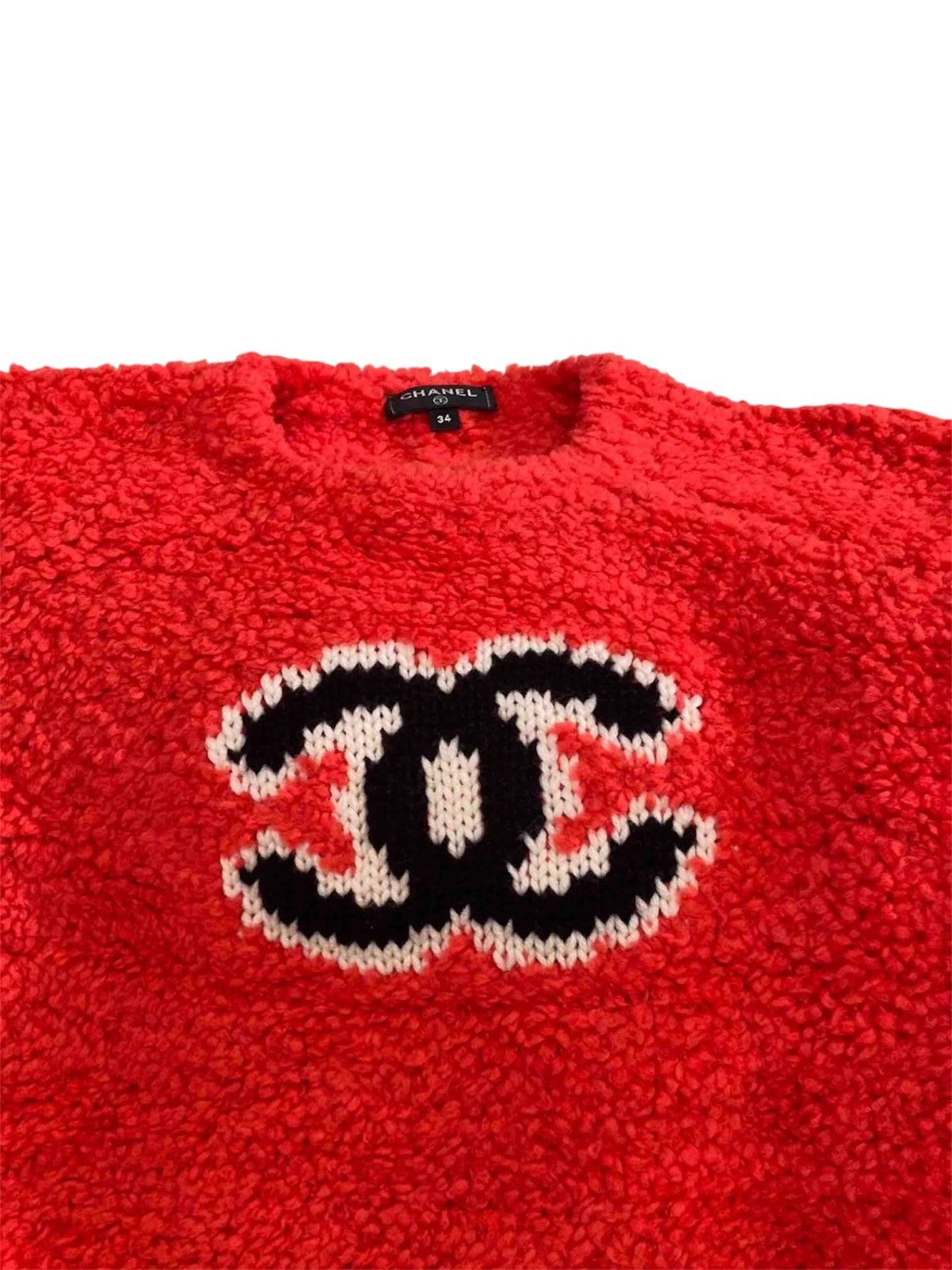 Chanel Chanel 34 Red Teddy Logo CC Wool Sweater Jumper Size XXS / US 00 / IT 34 - 4 Thumbnail