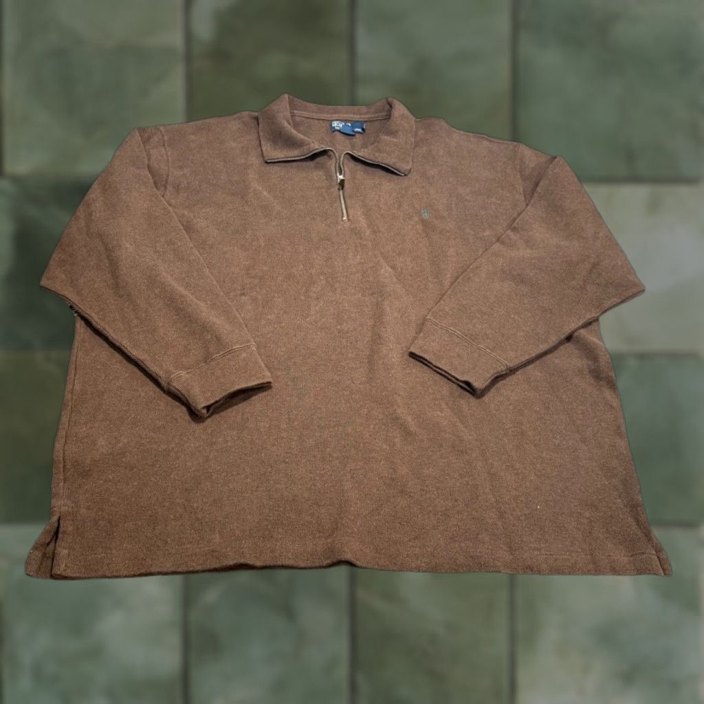 Polo Ralph Lauren Polo Ralph Lauren Sweater Pullover 1/4 Zip Mock Neck Long Sleeve Brown Big & Tall 3X Mens Size US XXL / EU 58 / 5 - 1 Thumbnail