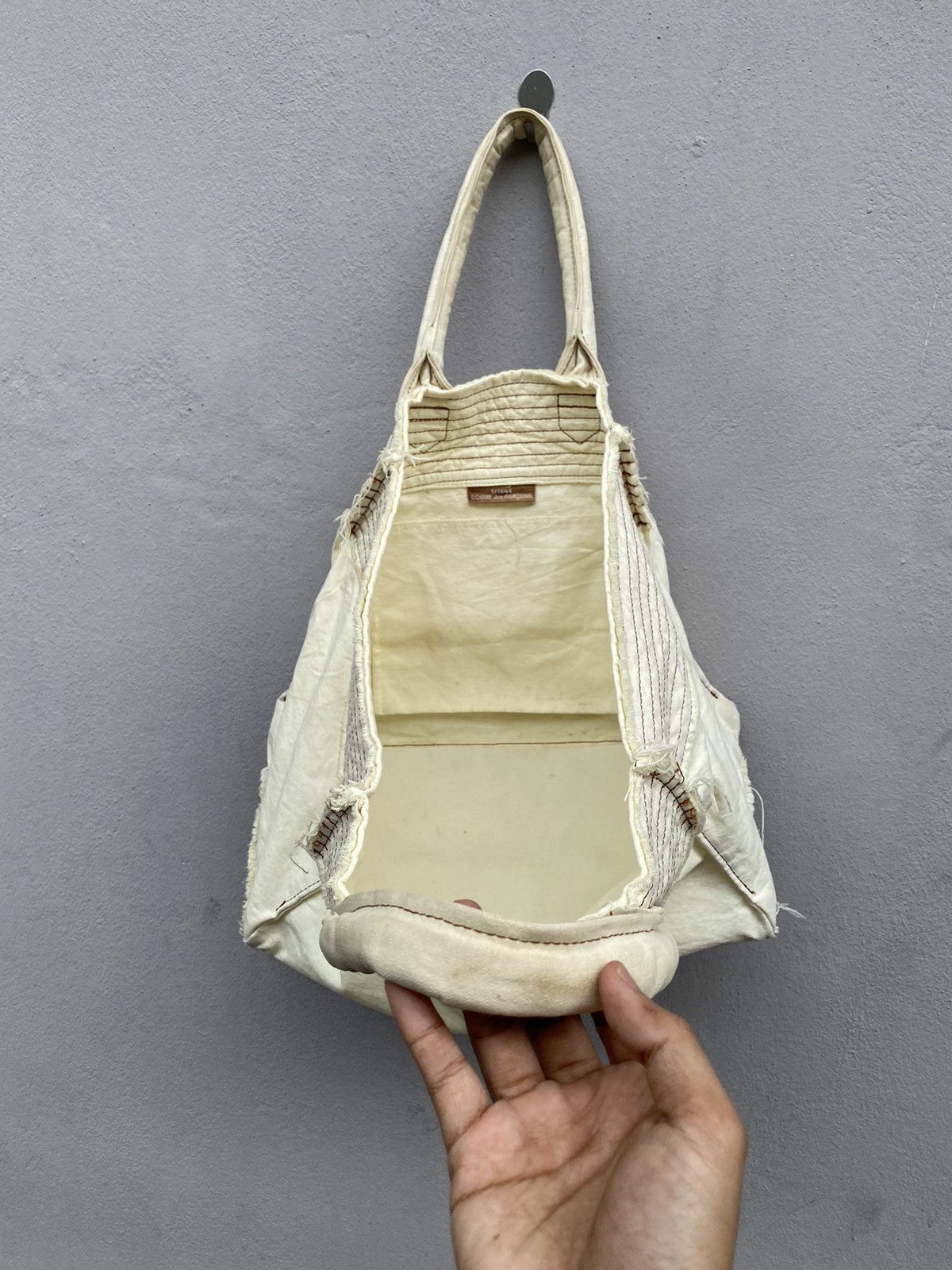 Comme des Garcons 🔥RARE🔥 Vintage CDG “tricot” Multi Stitches Duck Cotton Bag Size ONE SIZE - 2 Thumbnail