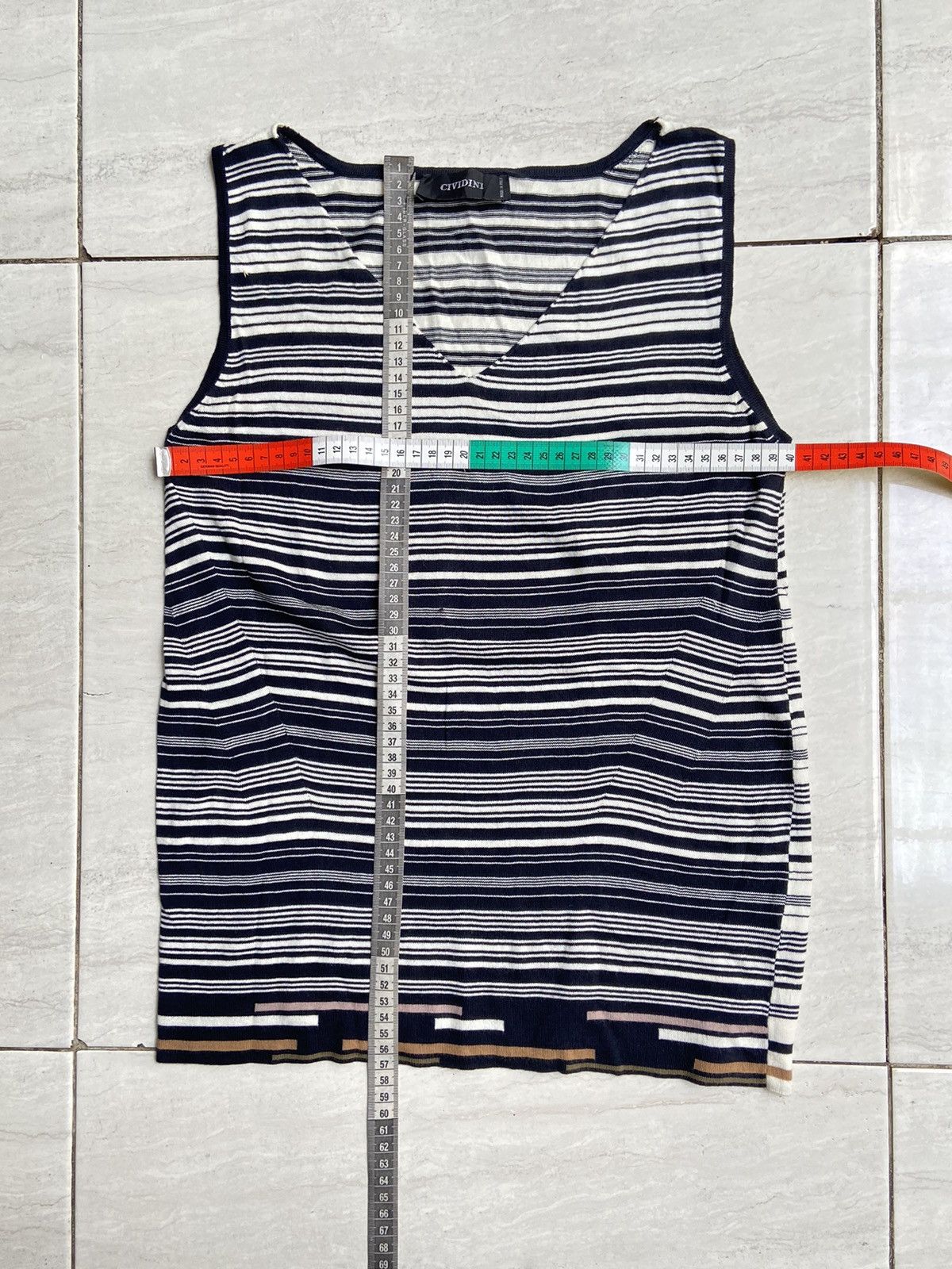 Designer CIVIDINI Striped Sleeveless T-shirt Size US XS / EU 42 / 0 - 2 Thumbnail