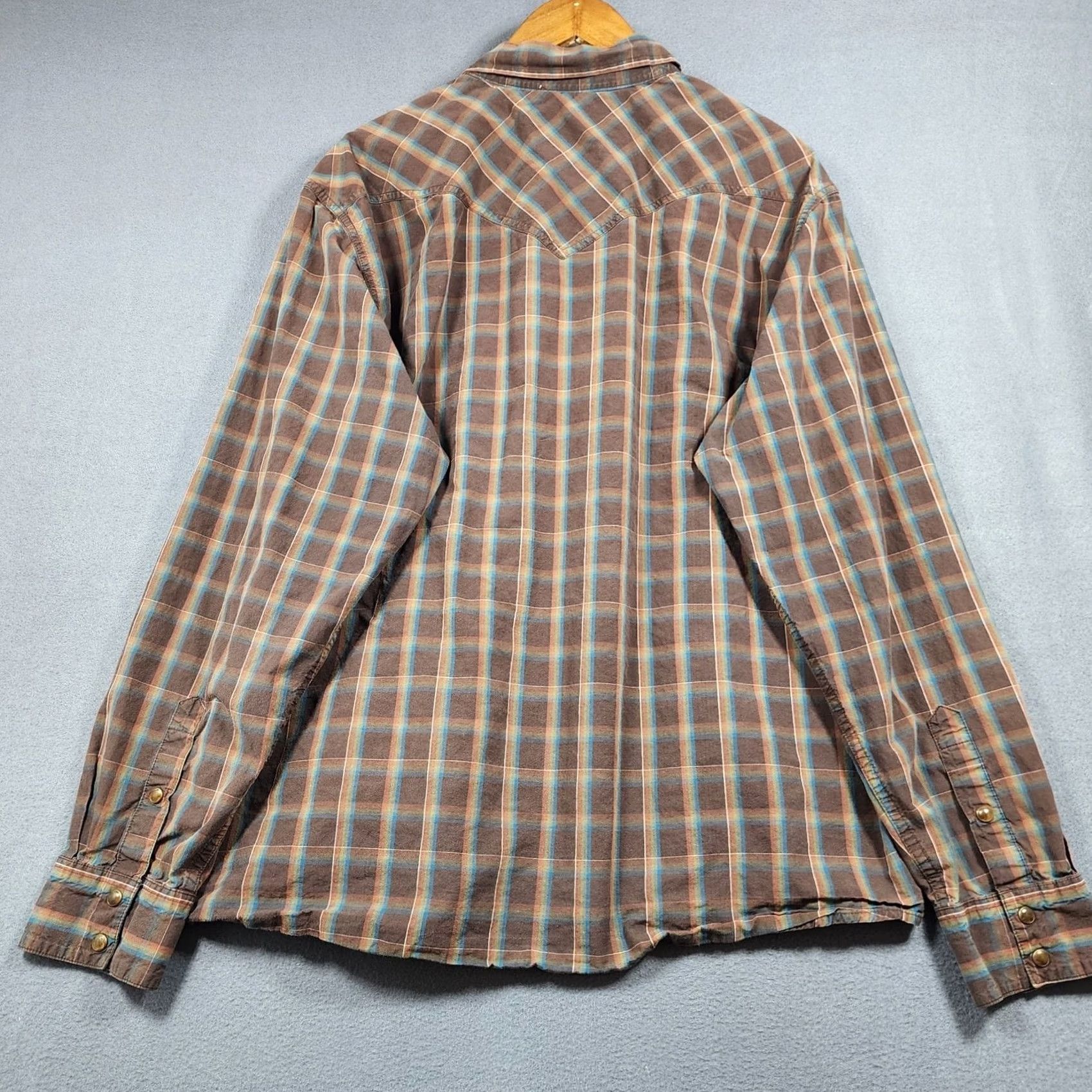 Cody James Cody James Mens Shirt XXL Regular Brown Pearl Snap Plaid Cotton Western HOLE Size US XXL / EU 58 / 5 - 2 Thumbnail