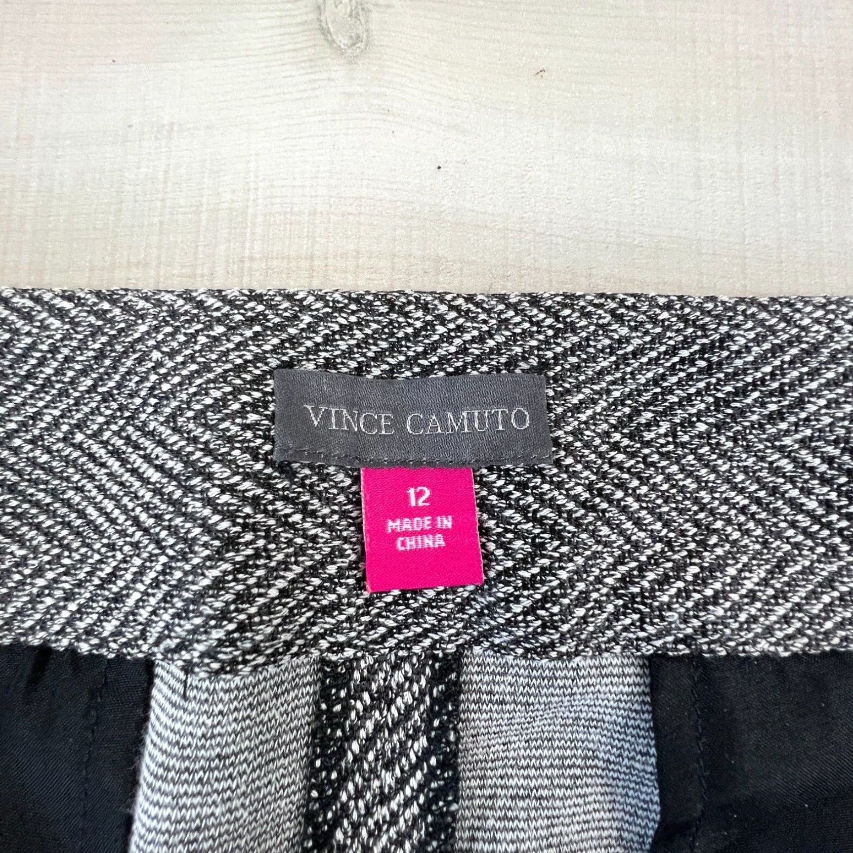 Vince Camuto Vince Camuto Womens Gray Herringbone Flat Front Tapered Leg Career Pants Size 12 Size 34" / US 12 / IT 48 - 4 Thumbnail