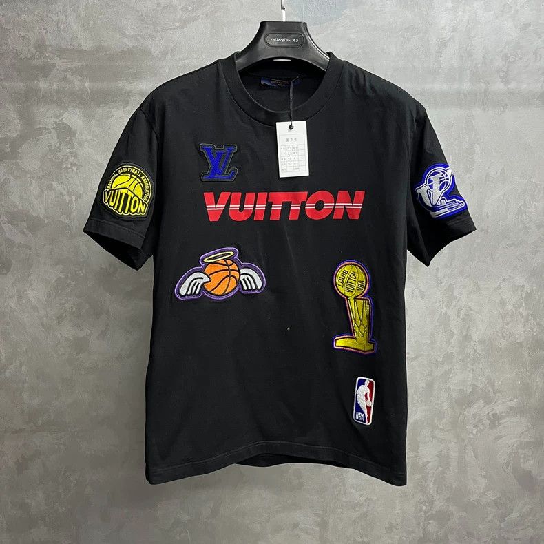 Louis Vuitton Black multi-logo crewneck monogrammed loose-