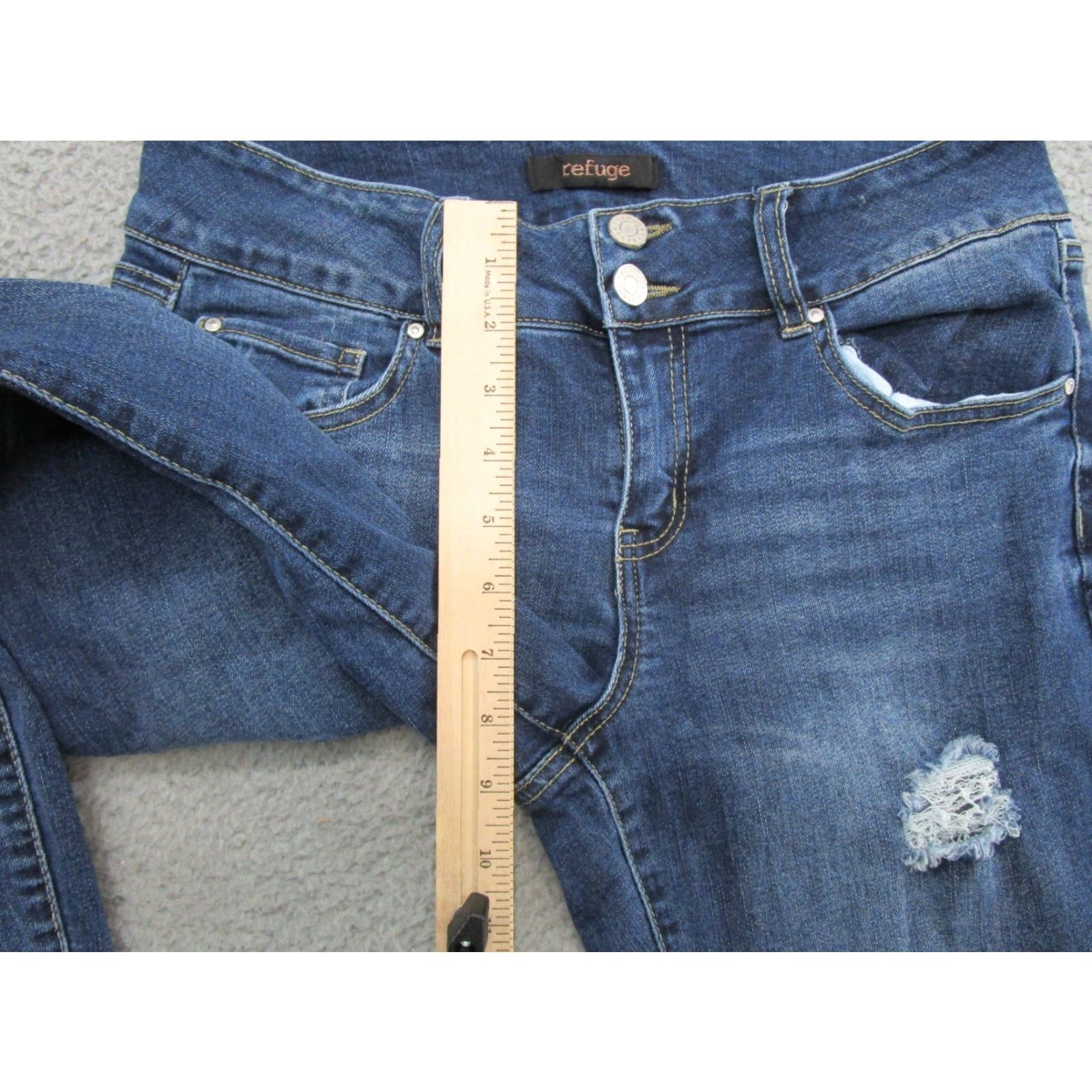 Denime Refuge Jeans Distressed Stretch Denim in Size 8 Blue Ankle Shirt? Size 30" / US 8 / IT 44 - 6 Thumbnail