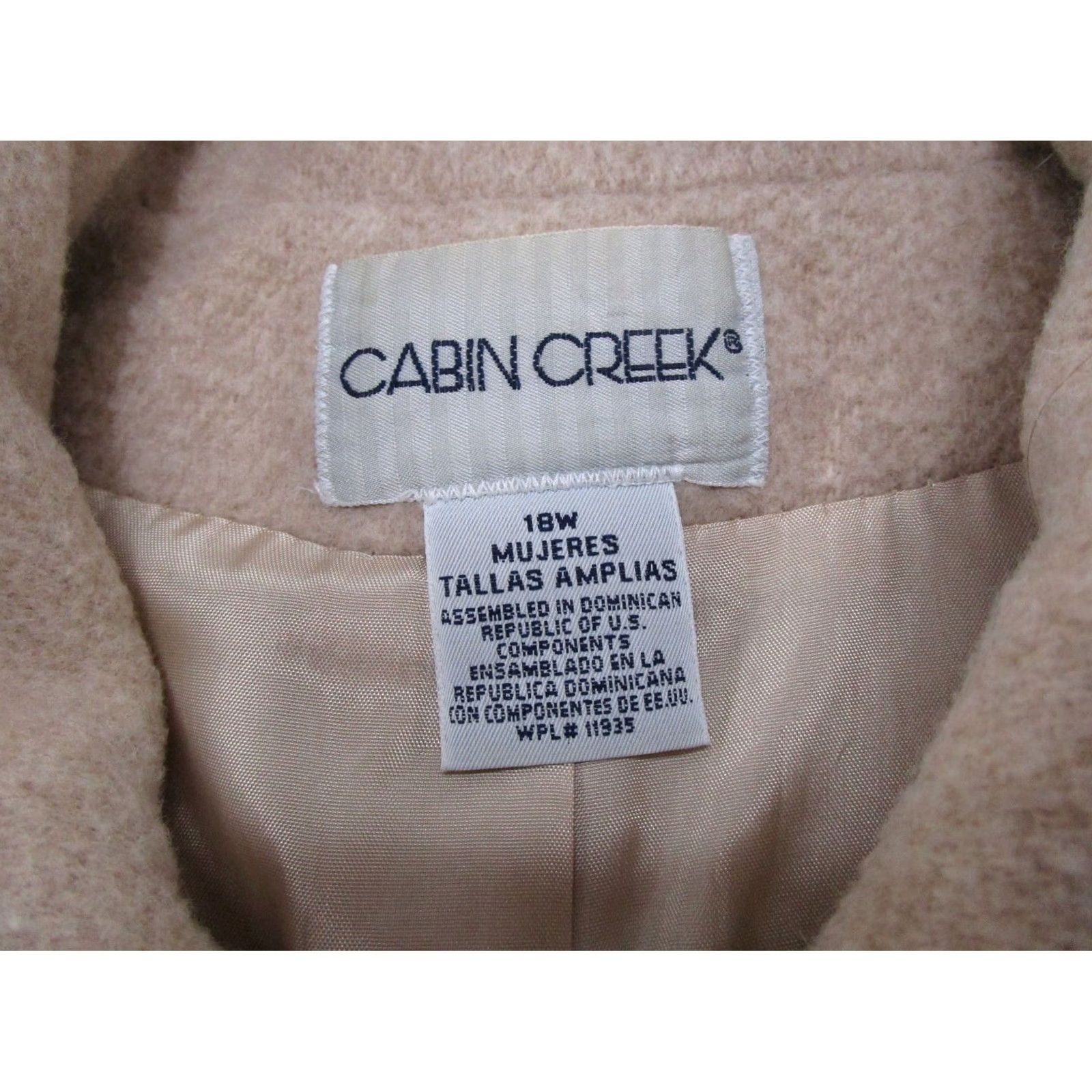 Vintage Cabin Creek Pea Coat Womens Size 18W Mid-Length Lined Wool Coat Beige 90s Vintage Womens Size XXL / US 16-18 / IT 52-54 - 2 Thumbnail