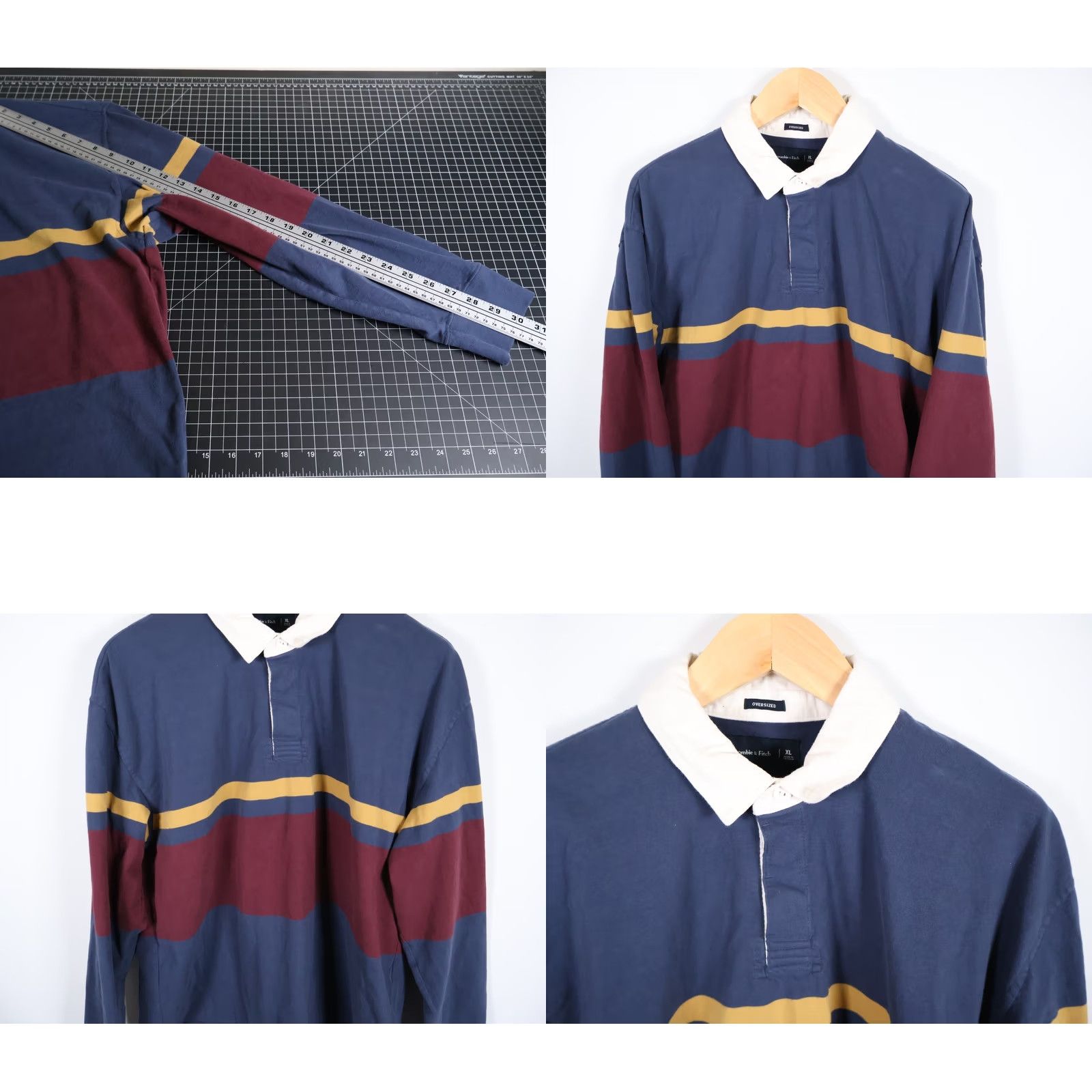 Abercrombie & Fitch Abercrombie & Fitch Polo Shirt Men's XL Blue Red Stripe Rugby Oversized Preppy Shirt Size US XL / EU 56 / 4 - 8 Thumbnail