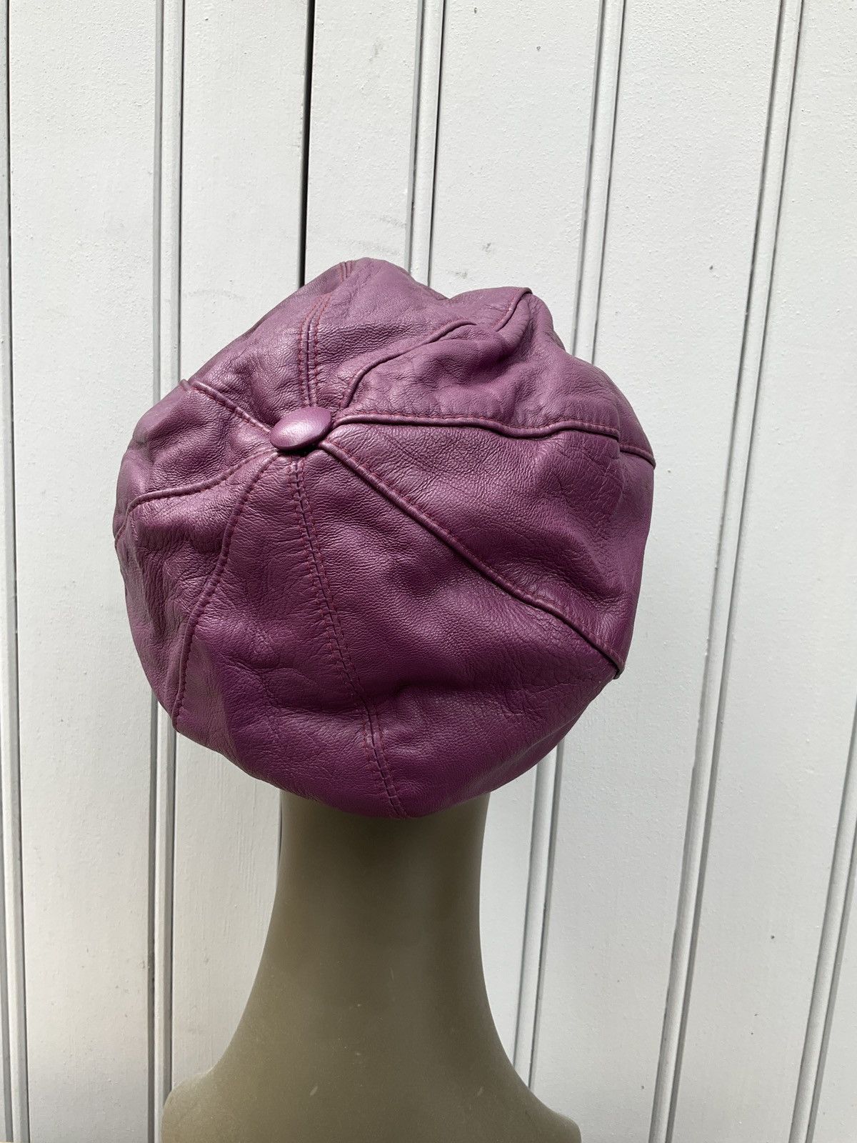 Vintage Vintage 90's purple leather cap Size ONE SIZE - 3 Thumbnail