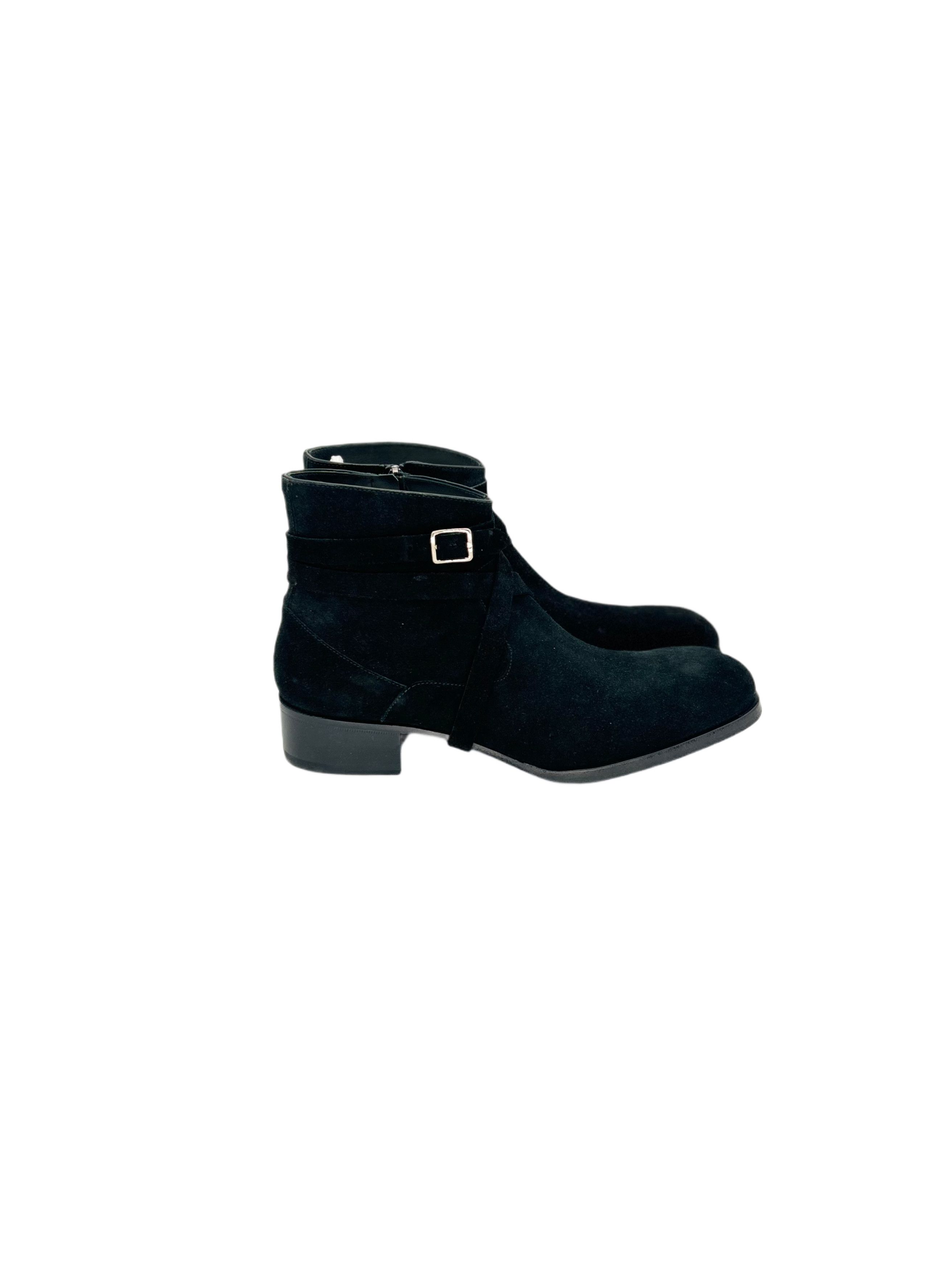 Mr. Hare Black Sonny Suede Leather Zip & Strap Boots Size US 12 / EU 45 - 2 Thumbnail