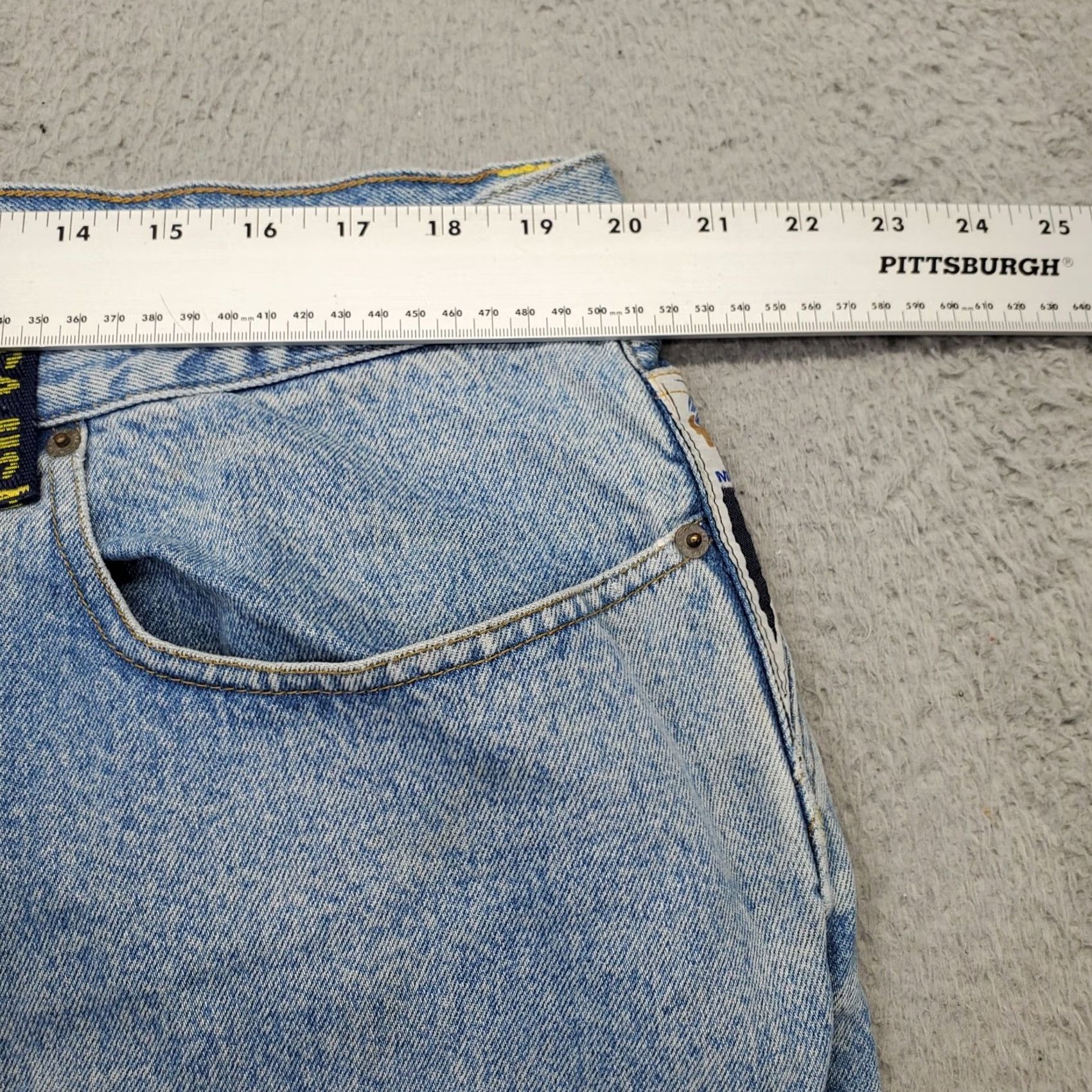 Vintage Mecca Mens Jeans Baggy Cropped Denim 42 Blue High Rise Light Wash Button Fly jeans Size US 42 / EU 58 - 4 Thumbnail