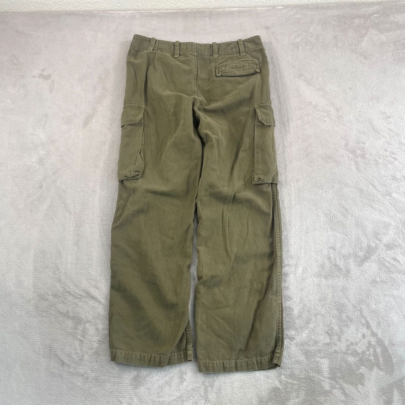 Nili Lotan NILI LOTAN Yannic Cotton Twill Cargo Pants Olive Green Women's 4 Linen Blend Straight Leg Pockets Army City Hipster Preppy USA 31" Waist Vintage No Size 27" / US 4 / IT 40 - 4 Thumbnail