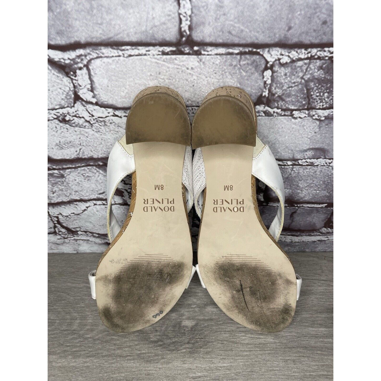 Donald Pliner Donald Pliner OONA White Leather Open Toe Cork Heel Sandals Size US 8 / IT 38 - 6 Thumbnail