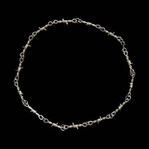 Jewelry Chrome Necklace Spike Post Barb Wire Punk Chain Size ONE SIZE - 3 Thumbnail