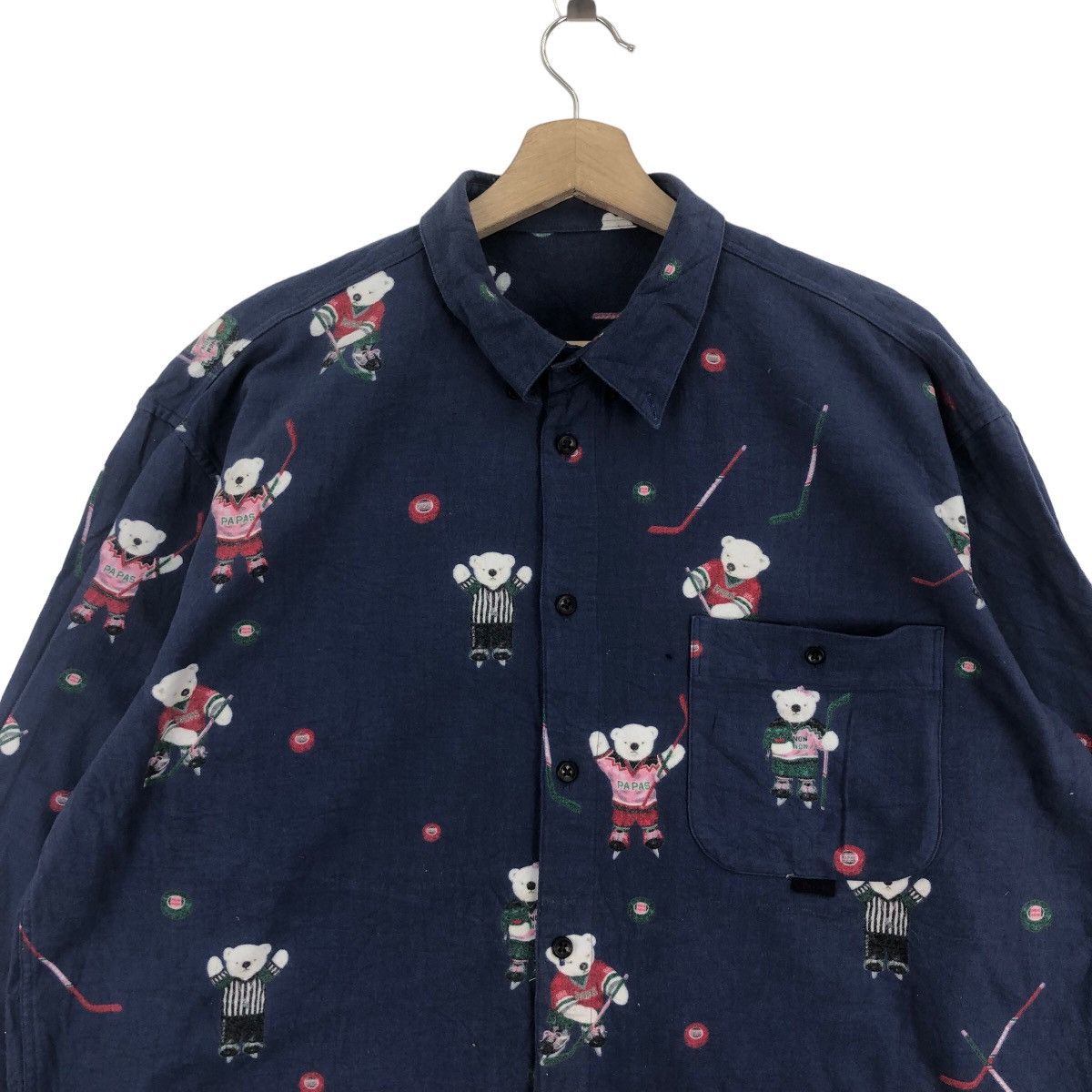 Japanese Brand × Vintage Vintage PAPAS Shirt Buttons Up Bear Hockey Ice Size US XL / EU 56 / 4 - 2 Thumbnail