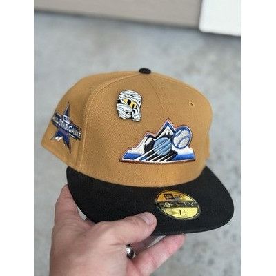 New Era 🔥 Colorado Rockies 59FIFTY Hat 2021 ASG Patch Camel/Black B Size ONE SIZE - 6 Thumbnail