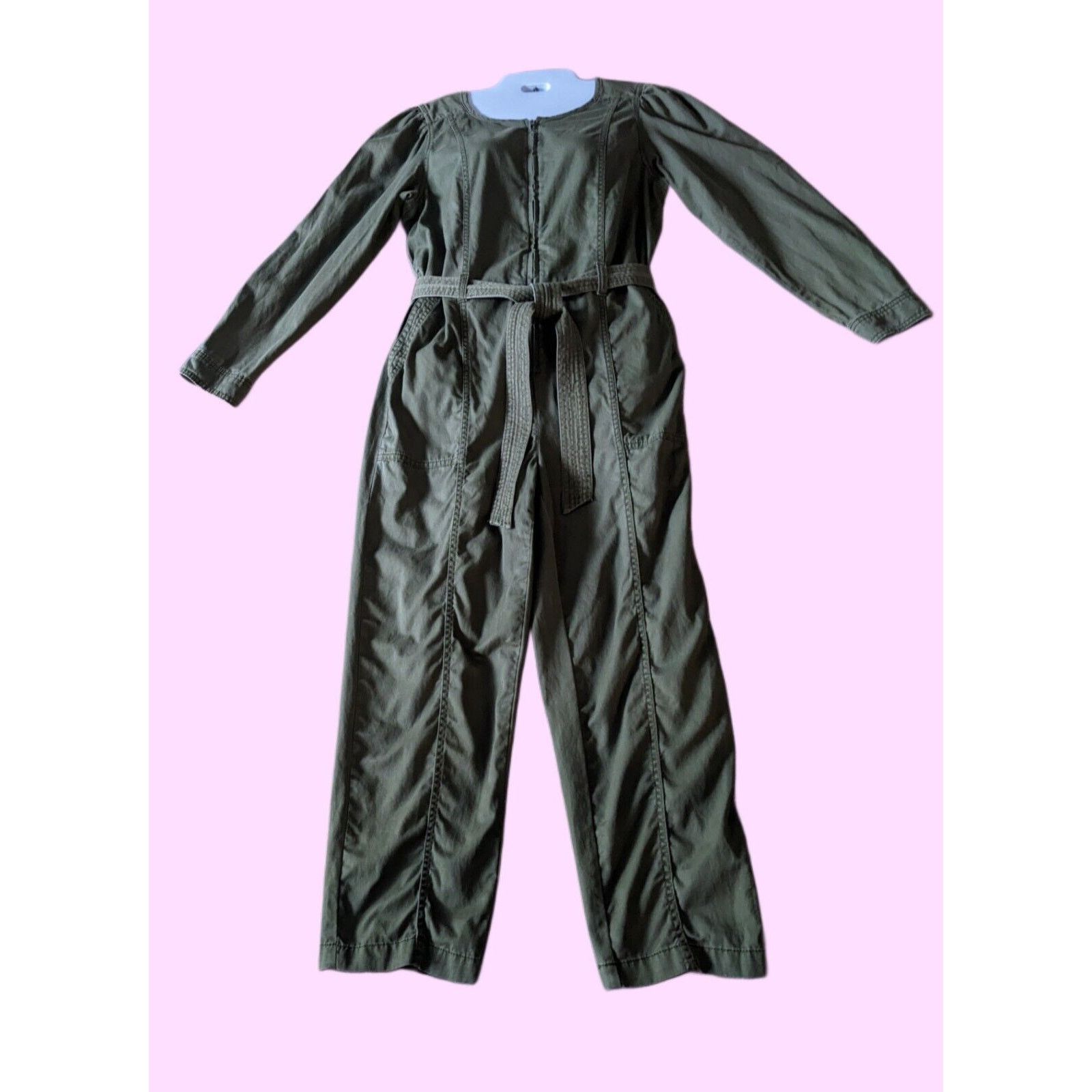 Old Navy Old Navy Jumpsuit/ Coverall Women's Green Belted Canvas Med Size 30" / US 8 / IT 44 - 8 Thumbnail