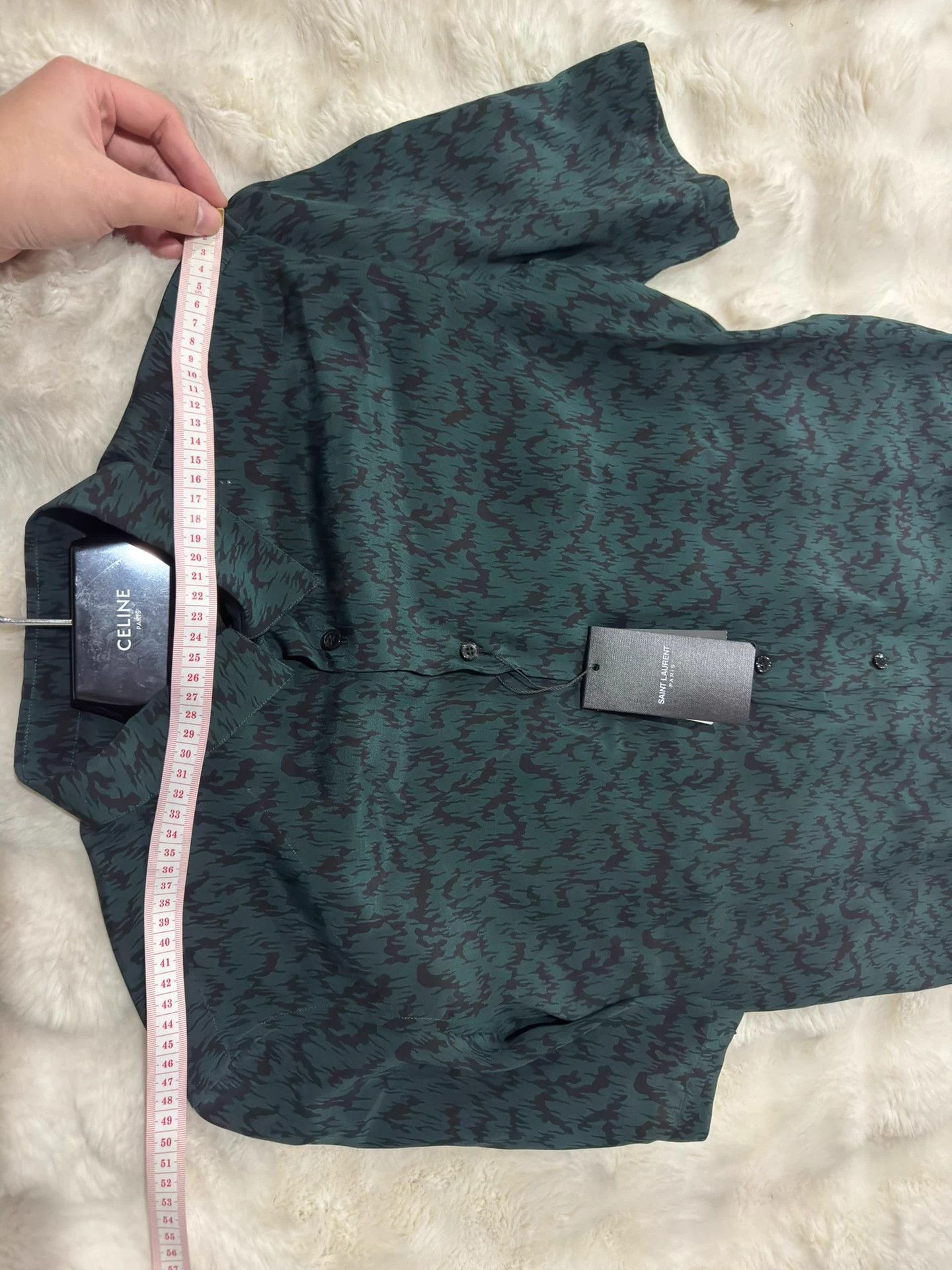 Saint Laurent Paris SLP silk mens emerald green 37 shirt new tags Size US S / EU 44-46 / 1 - 7 Thumbnail