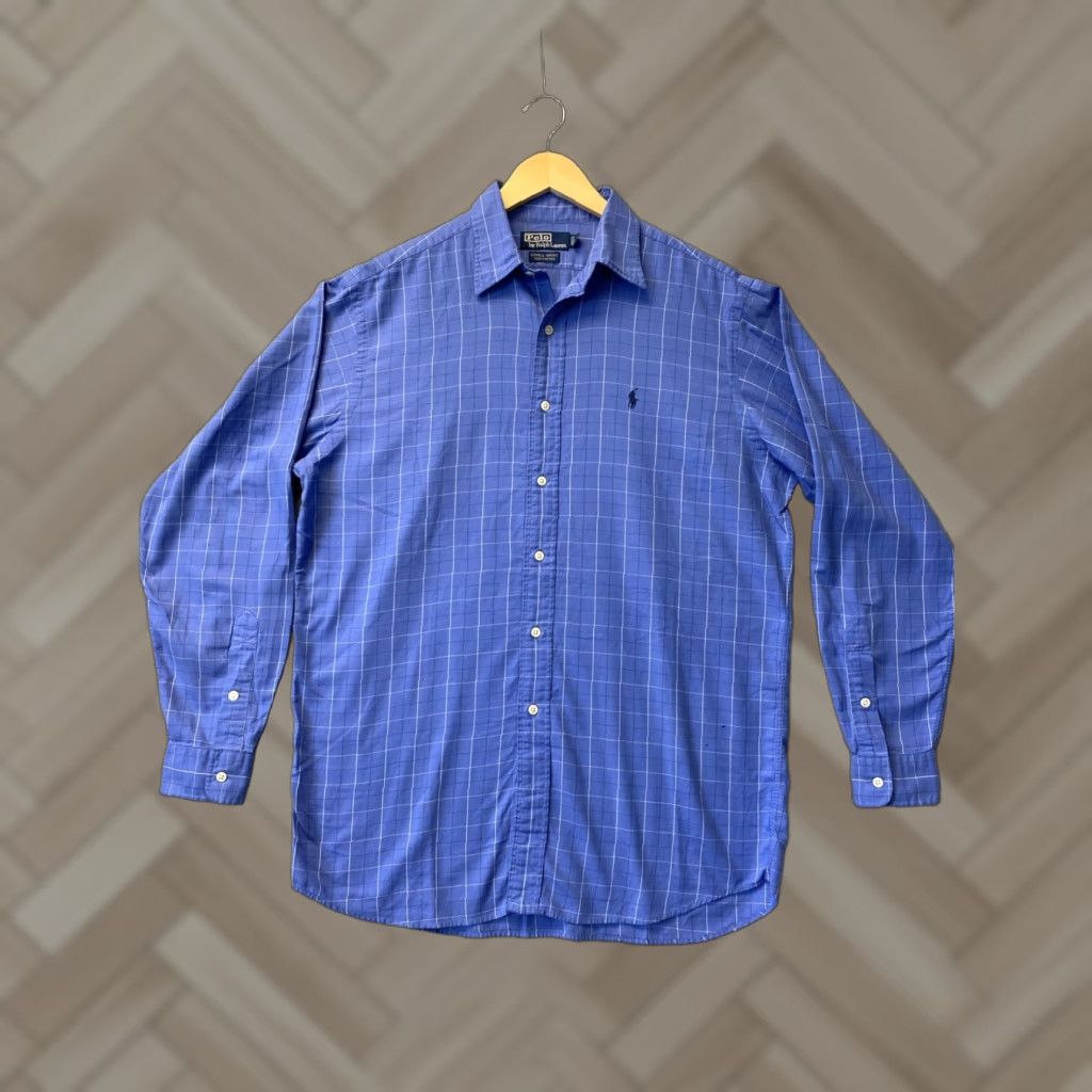 Polo Ralph Lauren VINTAGE Polo Ralph Lauren Classic Button Long Sleeve Shirt - Blue, Adult Medium, Plaid, Casual, Mens Size US M / EU 48-50 / 2 - 1 Thumbnail