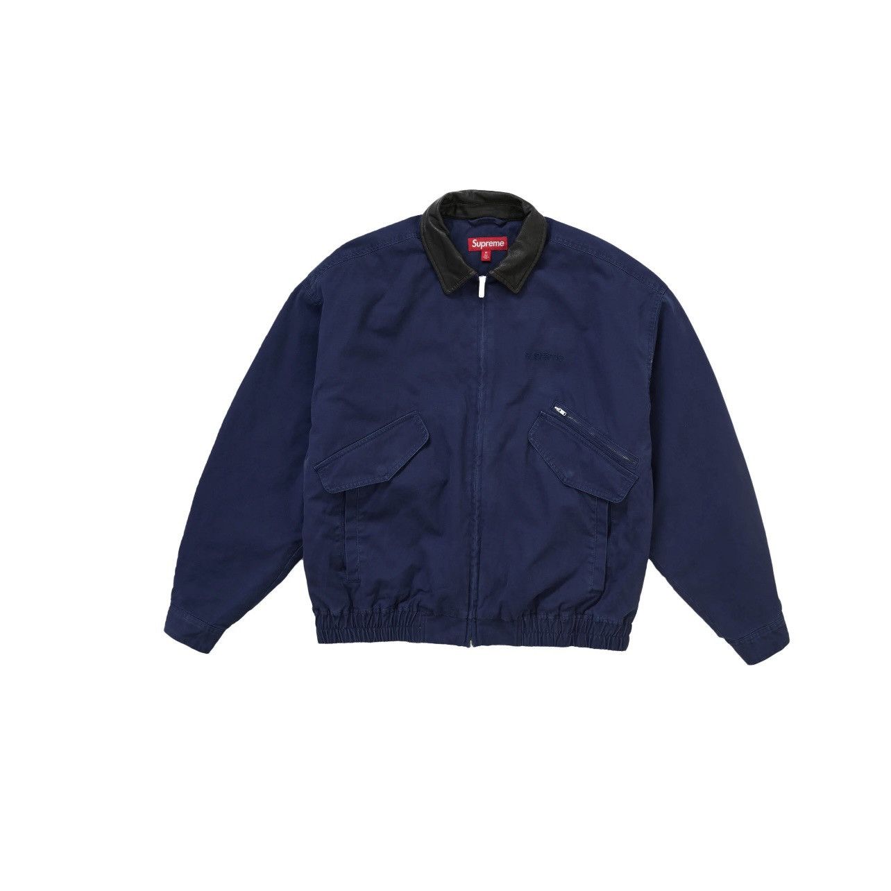 Rare × Streetwear × Supreme Supreme Leather Collar Utility Jacket Navy  Size: XL | Grailed