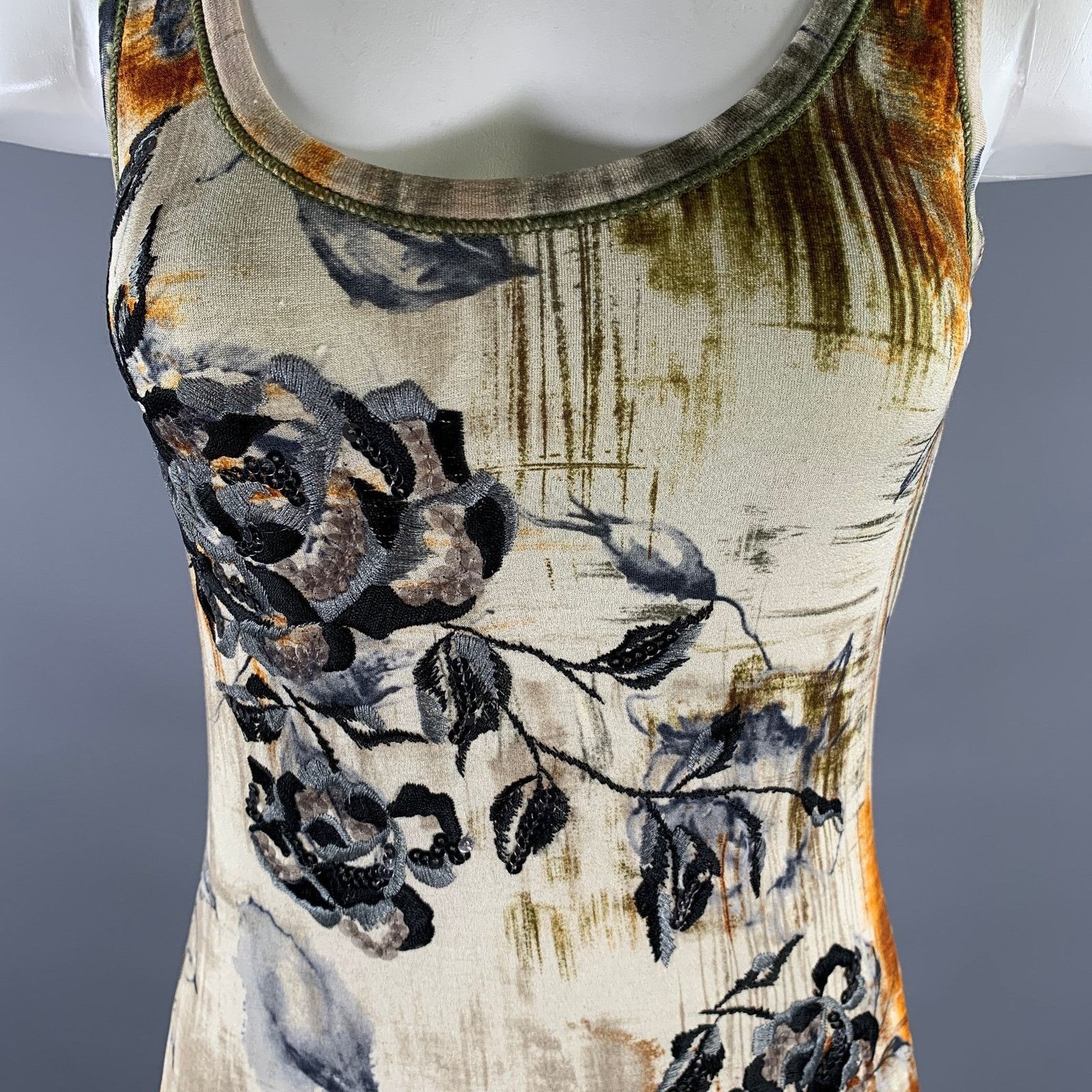FUZZI FUZZI Size S Tan Rust Viscose Blend Floral Maxi Long Dress Size S / US 4 / IT 40 - 2 Thumbnail
