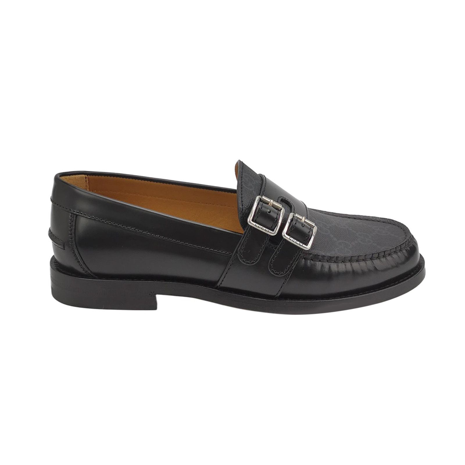 Gucci Gucci Monogram Leather Double Buckle Loafers US 6.5 Size US 6 / EU 39 - 1 Thumbnail
