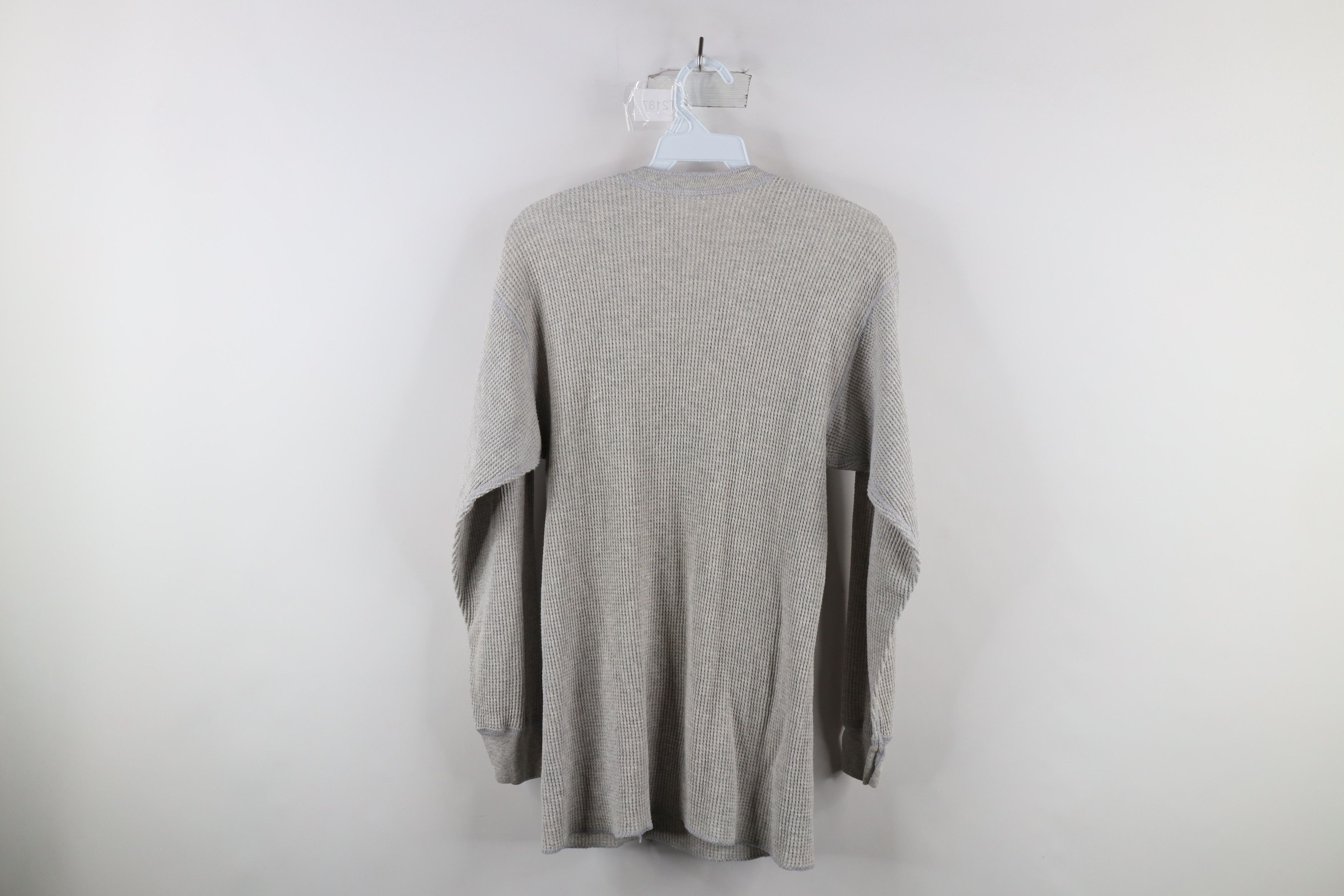 Hanes Vintage 90s Hanes Waffle Knit Henley T-Shirt Heather Gray Size US L / EU 52-54 / 3 - 6 Thumbnail