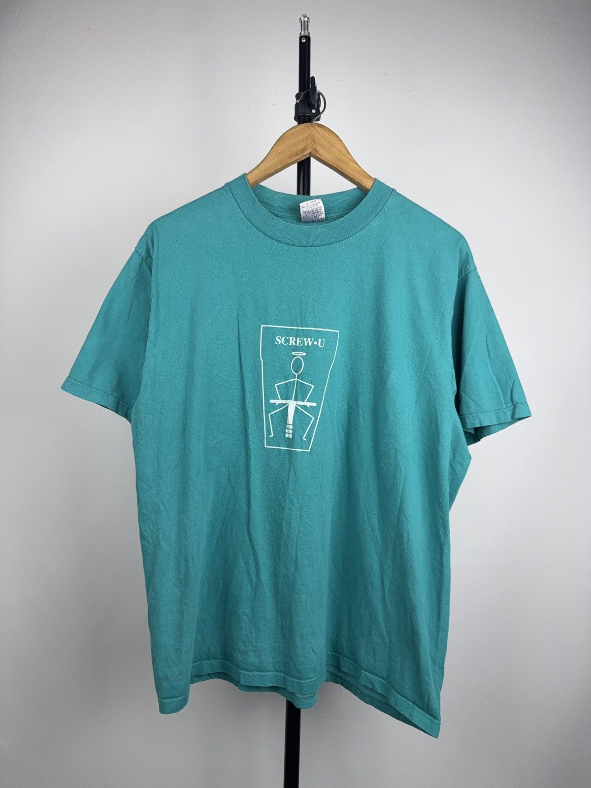 Vintage 90s Retro SCREW U Graphic Tee Y2K Edgy Ironic Stick Figure Size US L / EU 52-54 / 3 - 1 Thumbnail