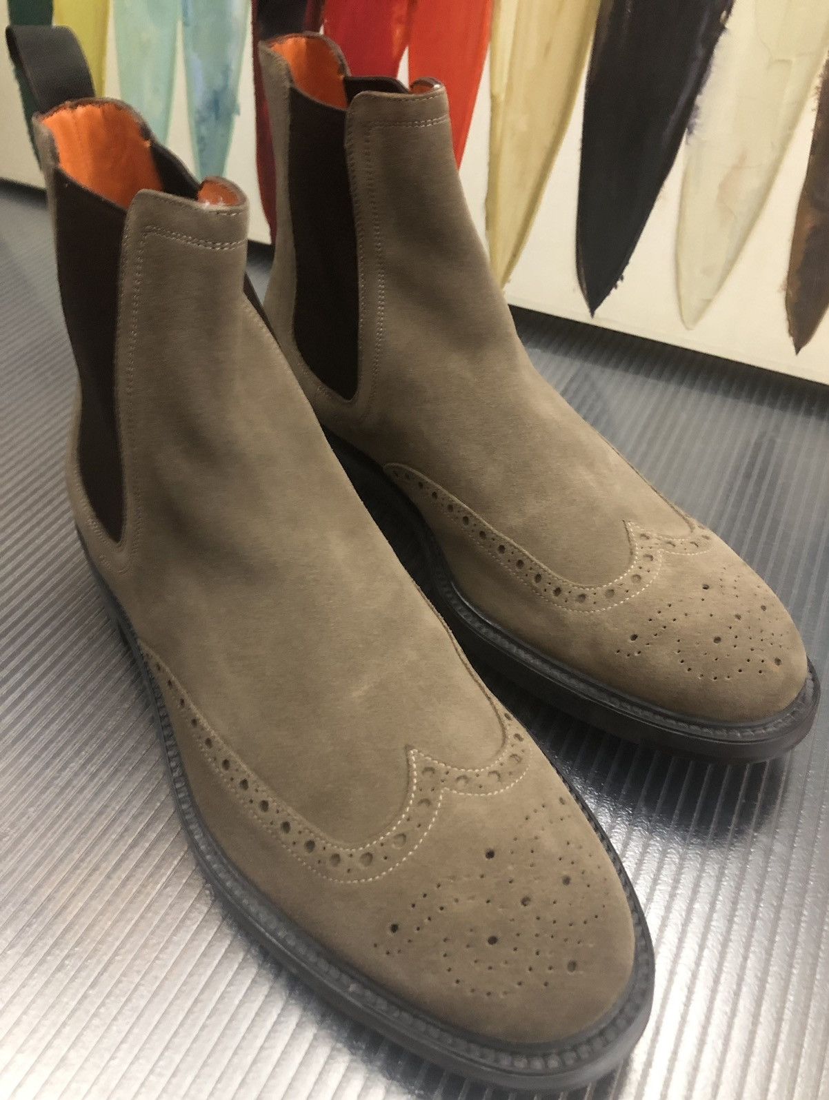 Santoni Santoni 🇮🇹 brown suede commando Chelsea boots 11.5 US NEW Size US 11.5 / EU 44-45 - 8 Thumbnail