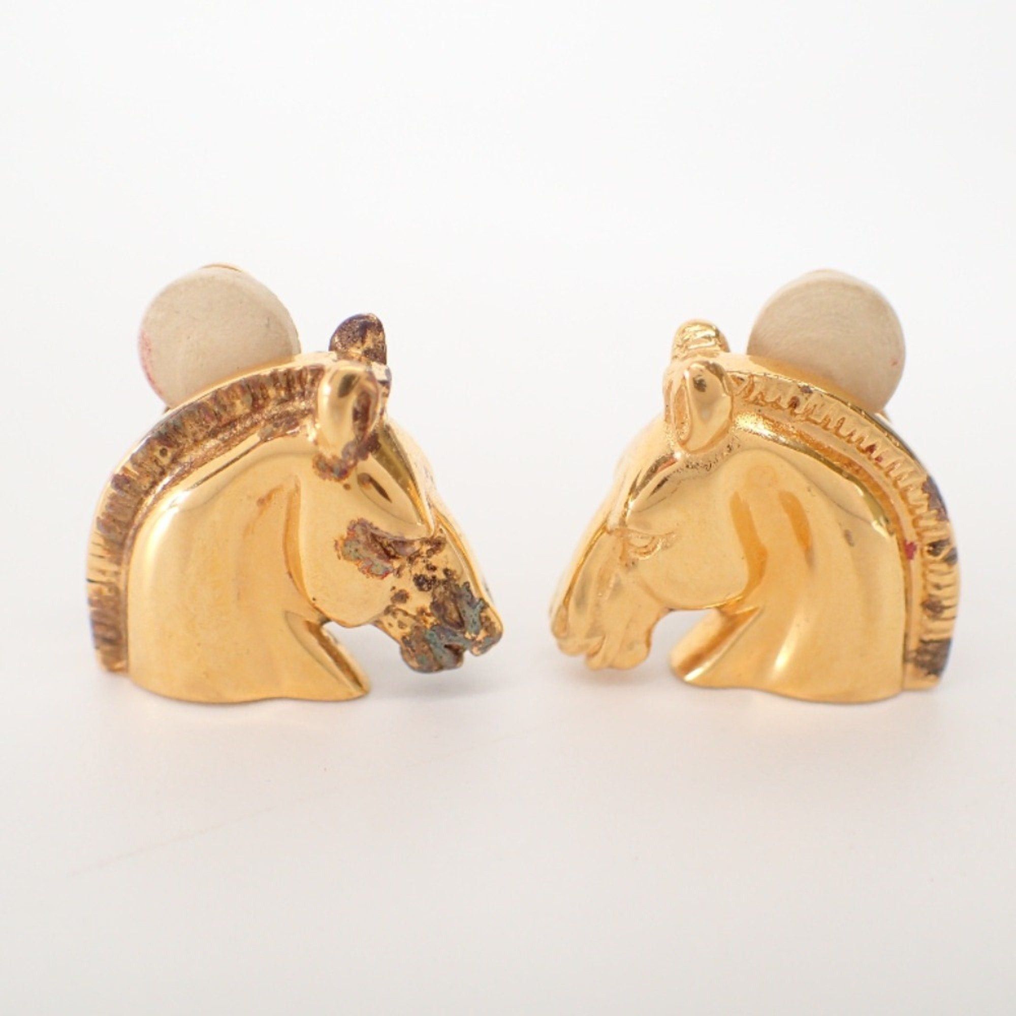 image of Hermes Bijouterie Fantaisie Cheval Horse Earrings Gold Women's