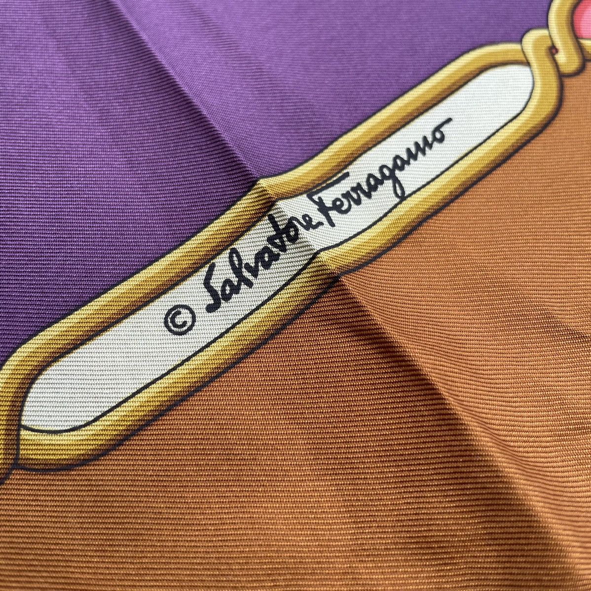Salvatore Ferragamo × Vintage Vintage Salvatore Ferragamo Silk Scarf with fowl & harvest Size ONE SIZE - 5 Thumbnail