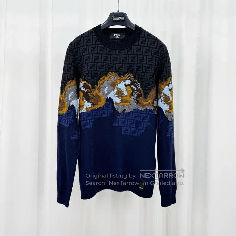 Fendi Fendi Floral all-over print color blocked knitted sweater Size US S / EU 44-46 / 1 - 1 Thumbnail