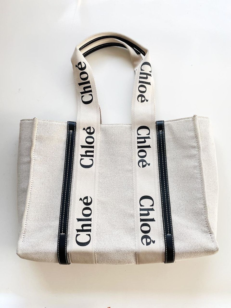 Chloe chloe medium woody linen tote bag Size ONE SIZE - 1 Thumbnail