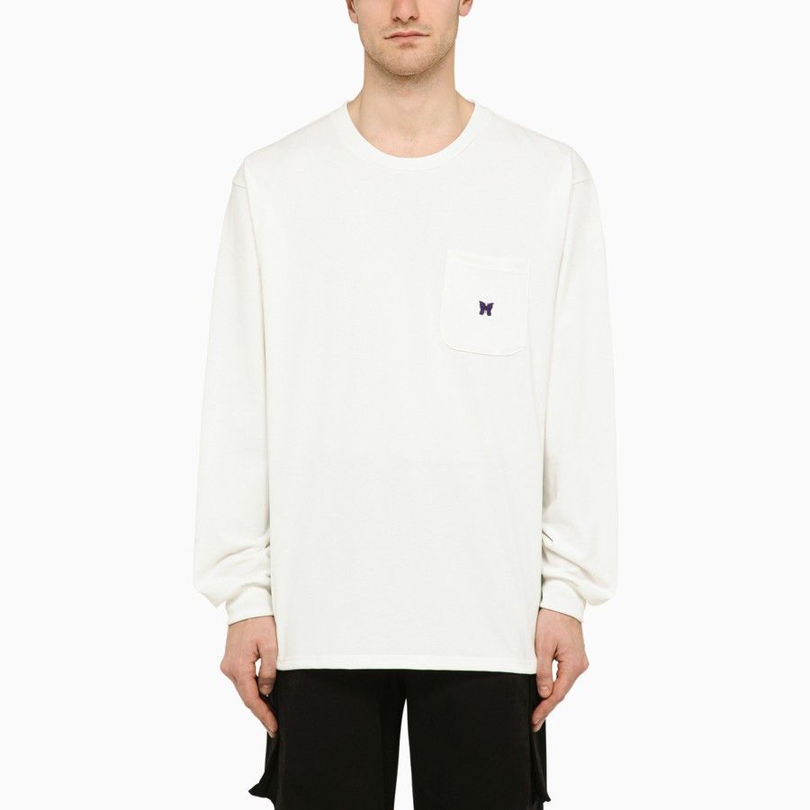 image of Needles O1D2Blof0424 Crew-Neck Sweatshirt In White, Men's (Size Medium)