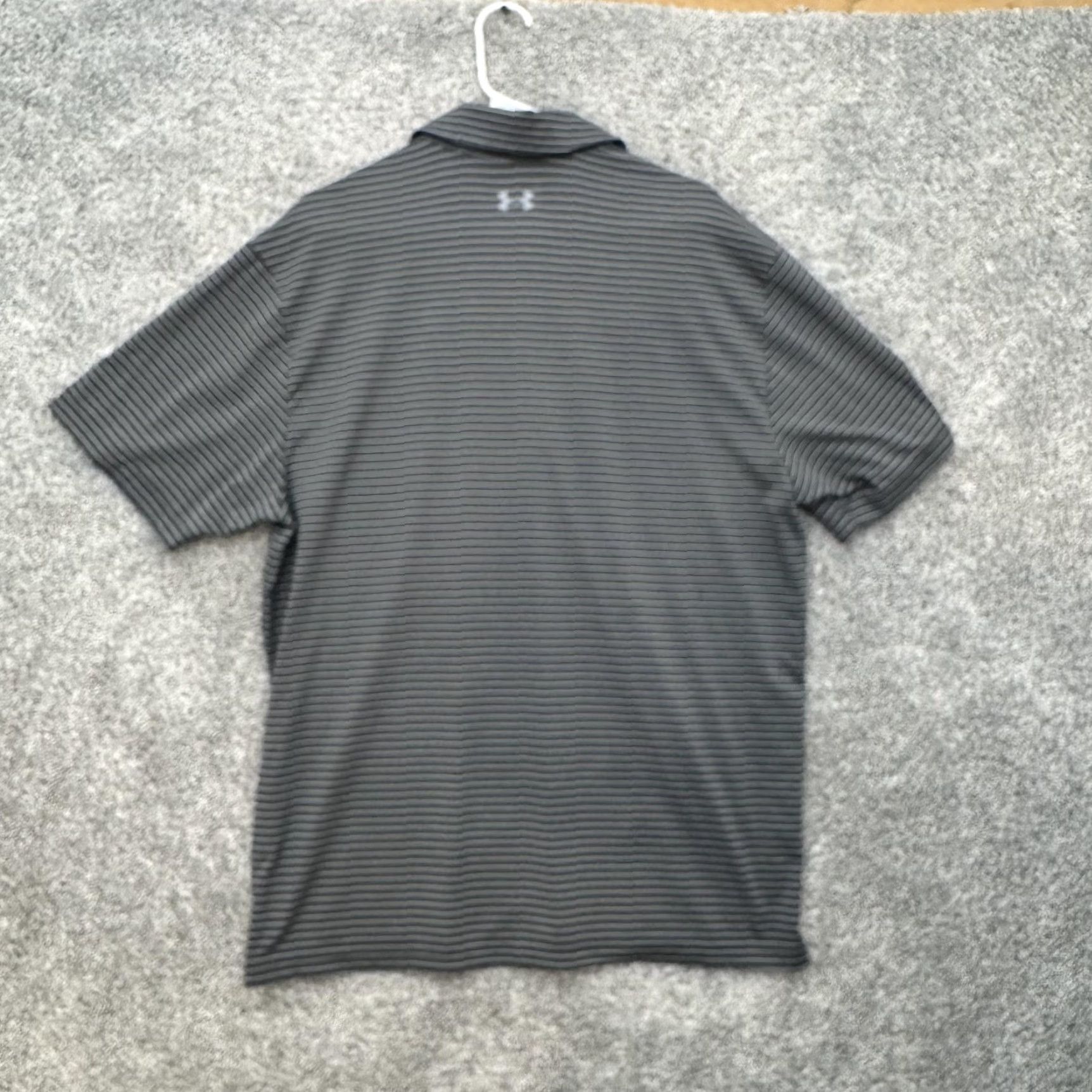 Under Armour Under Armour Shirt Mens XL HeatGear Golf Striped Polo, Lightweight, Moisture Wicking, Quick Dry, Breathable, Collared, Short Sleeve, Gray, 2015 Size US XL / EU 56 / 4 - 6 Thumbnail