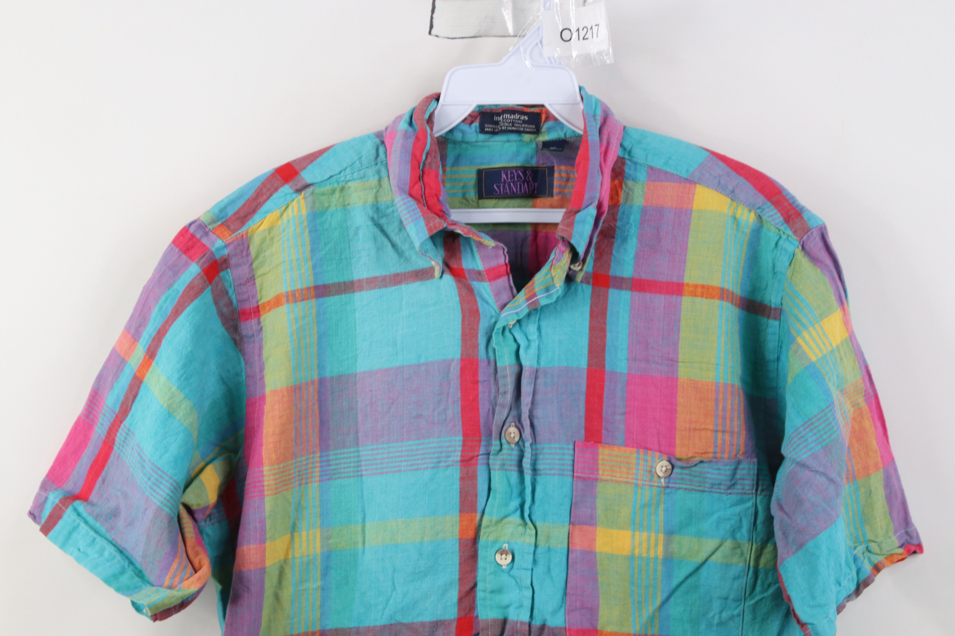 Vintage Vintage 90s Streetwear Madras Plaid Button Down Shirt Size US M / EU 48-50 / 2 - 2 Thumbnail