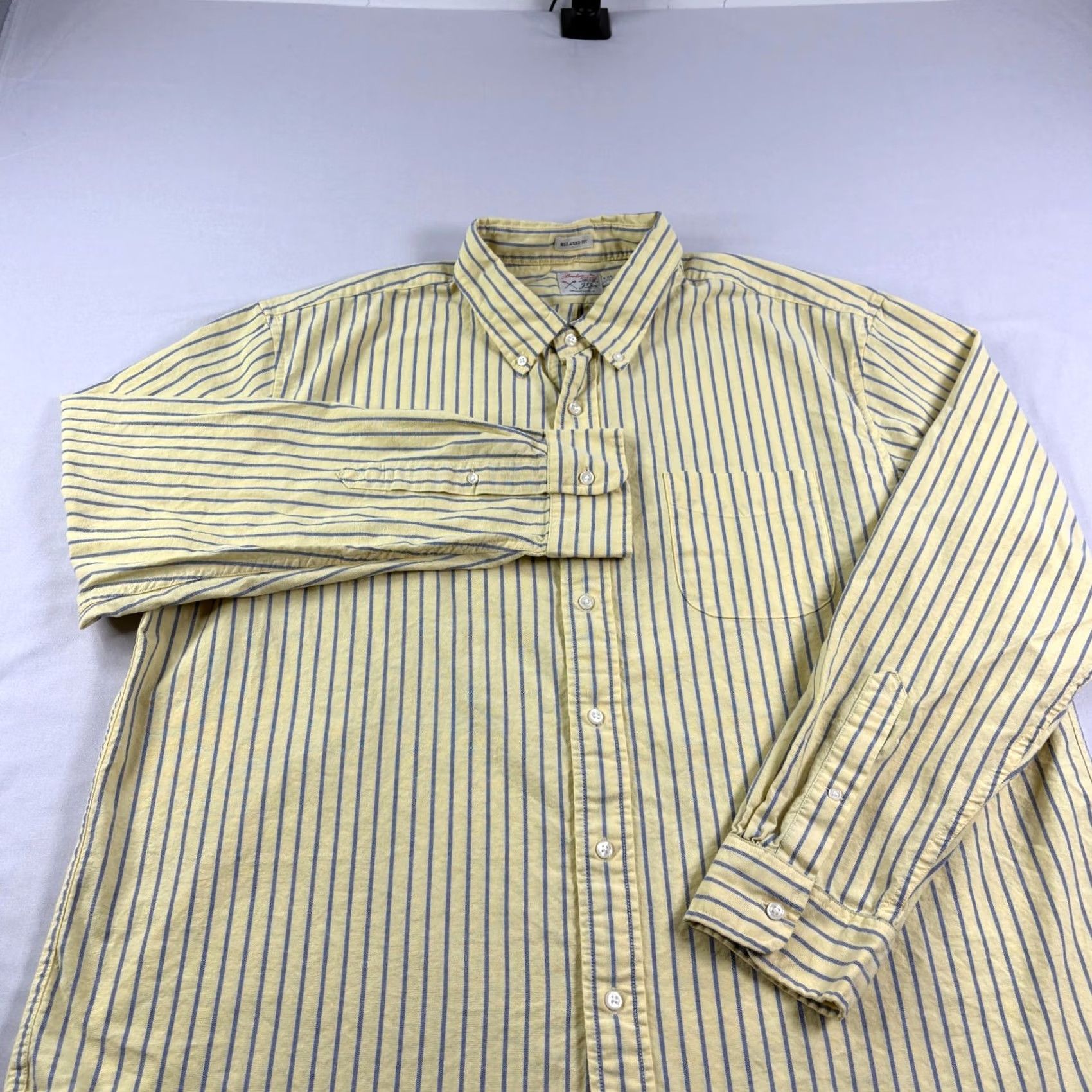 J.Crew J.CREW Shirt Mens 2XL Yellow Striped Oxford Button-Up Relaxed Preppy Size US XXL / EU 58 / 5 - 2 Thumbnail