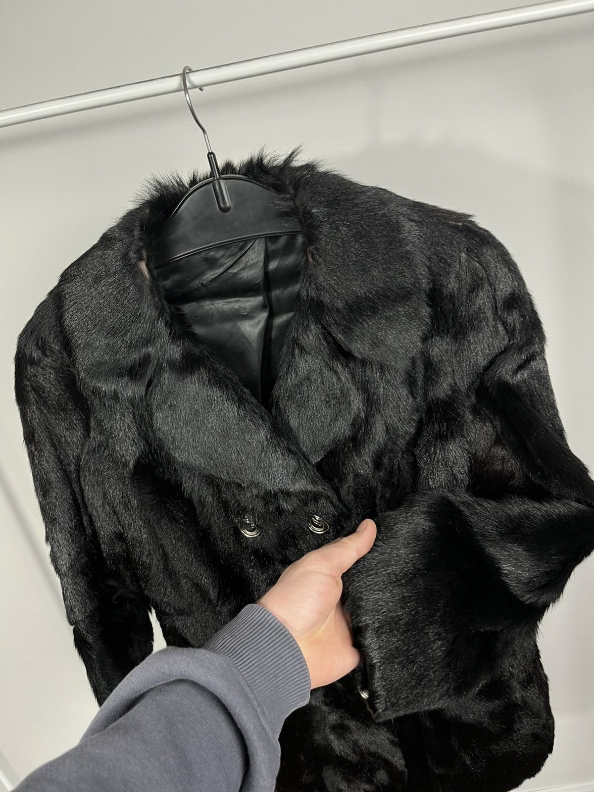 Other Vintage Black Real Fur Coat Multi Button Jacket Winter Size S / US 4 / IT 40 - 4 Thumbnail