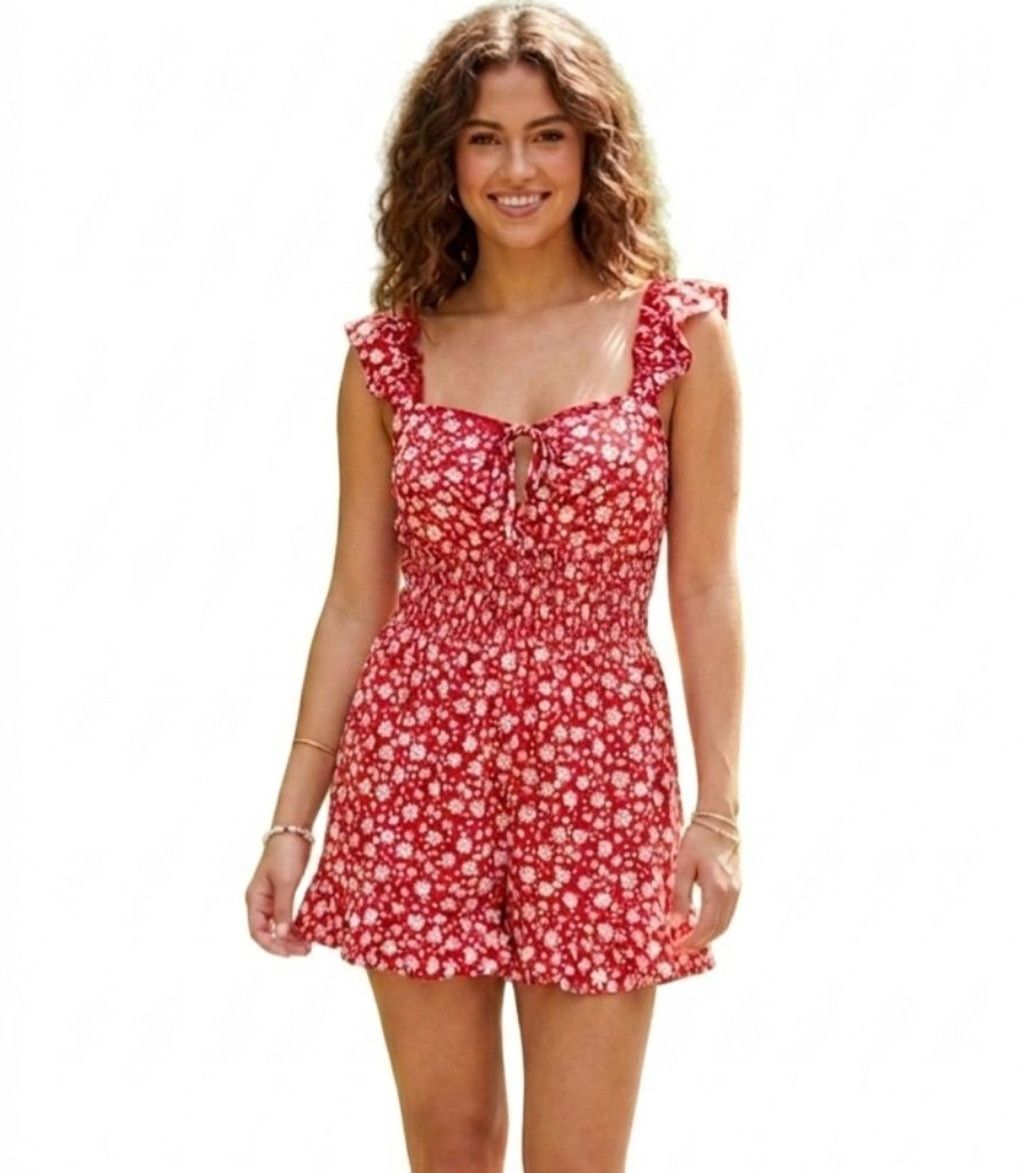 rue21 Rue21 Womens Romper XS Red Floral Size 25" / US 0 / IT 36 - 1 Thumbnail