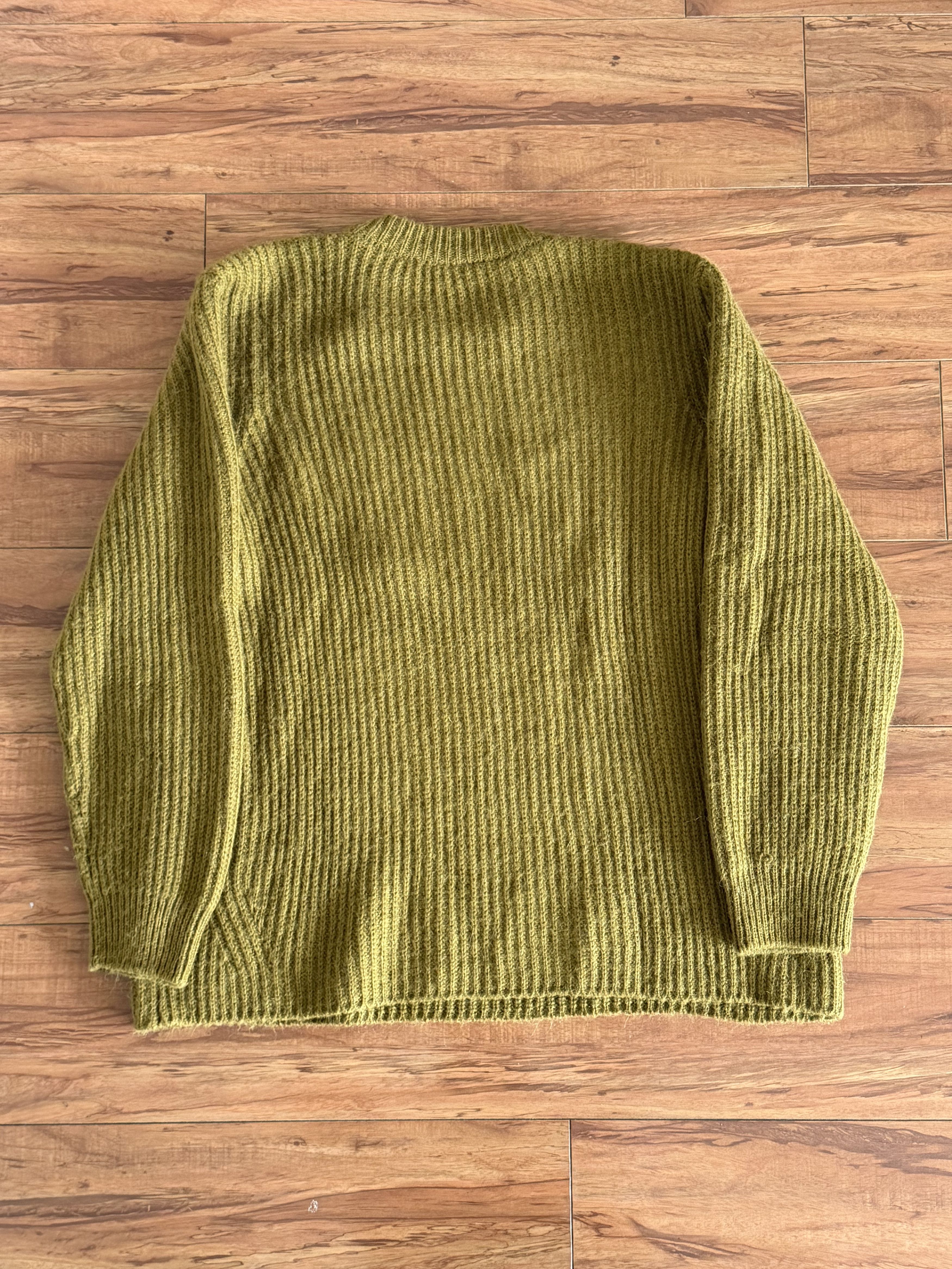 Sefr Olive Cropped Alpaca Leth Sweater - Ribbed Knit Size US L / EU 52-54 / 3 - 3 Thumbnail