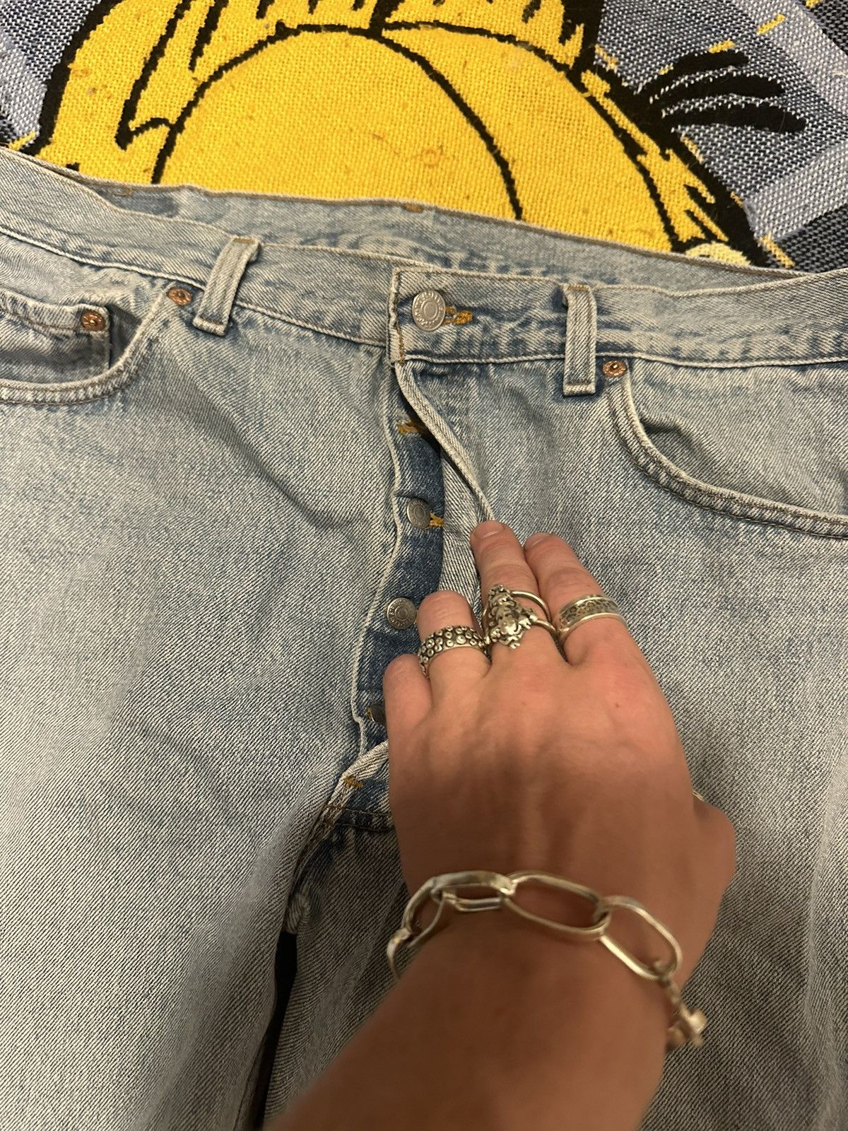 Levi's Vintage 90s Levis 501xx Faded Blue Distressed Denim Jeans Size US 34 / EU 50 - 2 Thumbnail