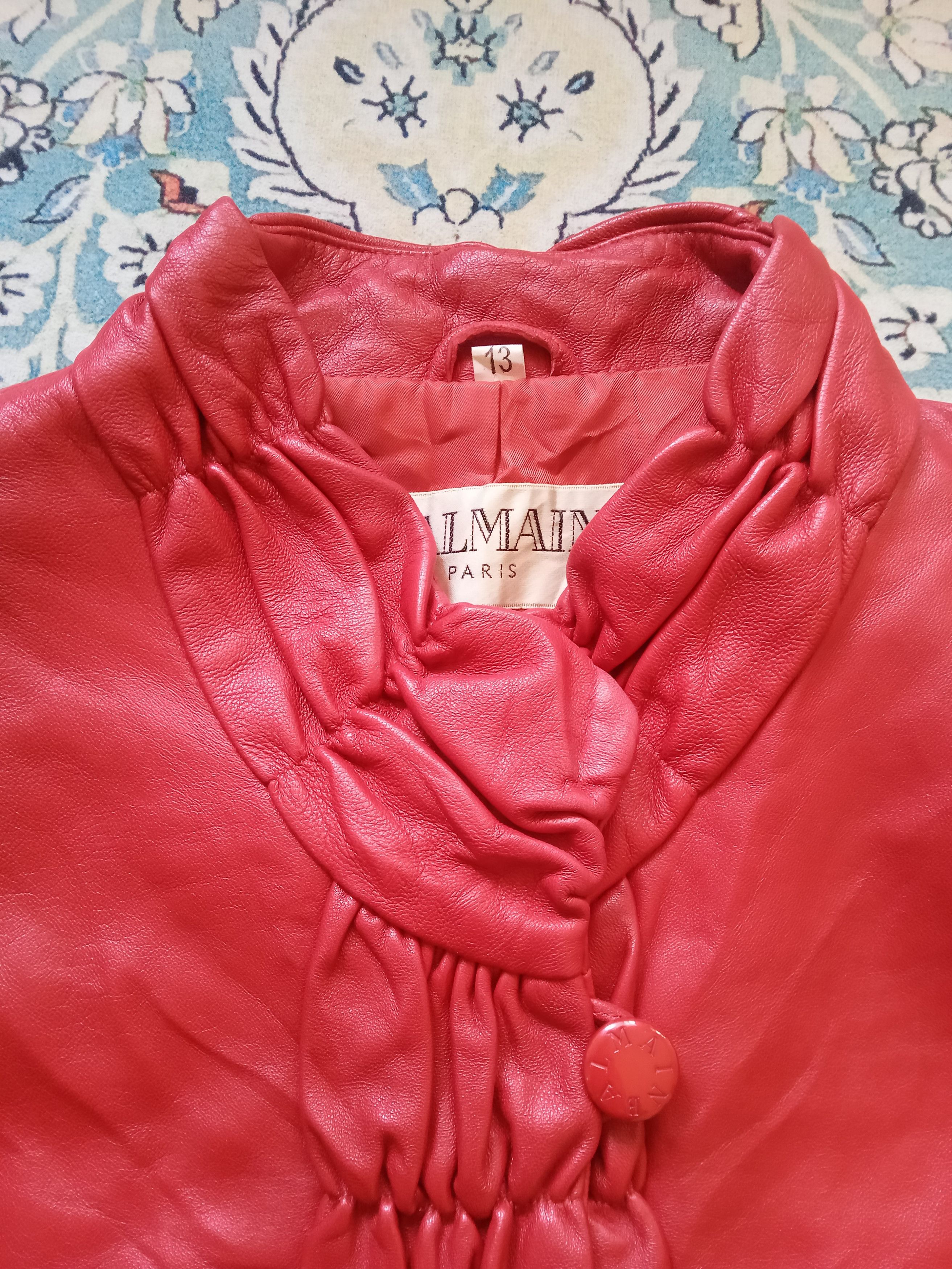 Balmain Vintage Balmain Paris Red Leather Jacket Size US L / EU 52-54 / 3 - 6 Thumbnail