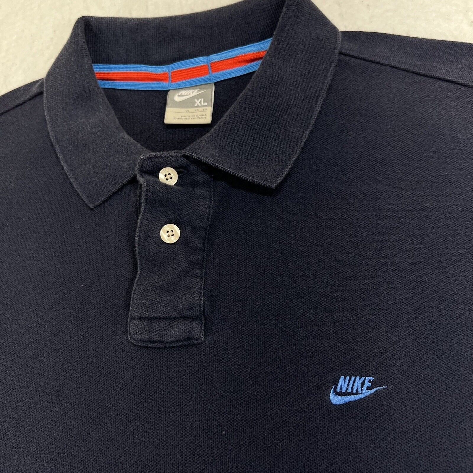 Nike Nike Navy Blue Polo Blue Swoosh Logo Collared Shirt Size US XL / EU 56 / 4 - 2 Thumbnail