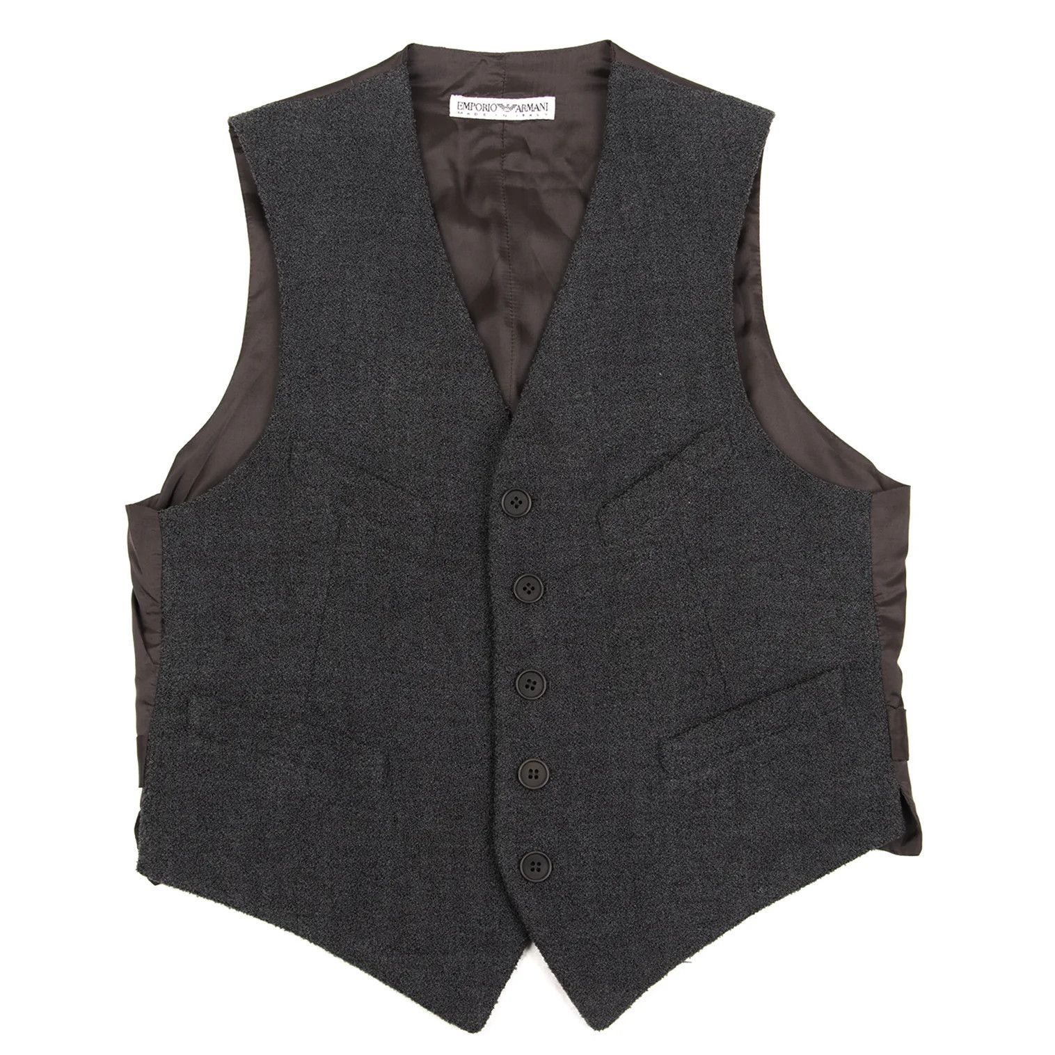Emporio Armani Wool Blend Pile Gilet in Gray and Dark Brown Size US S / EU 44-46 / 1 - 1 Thumbnail