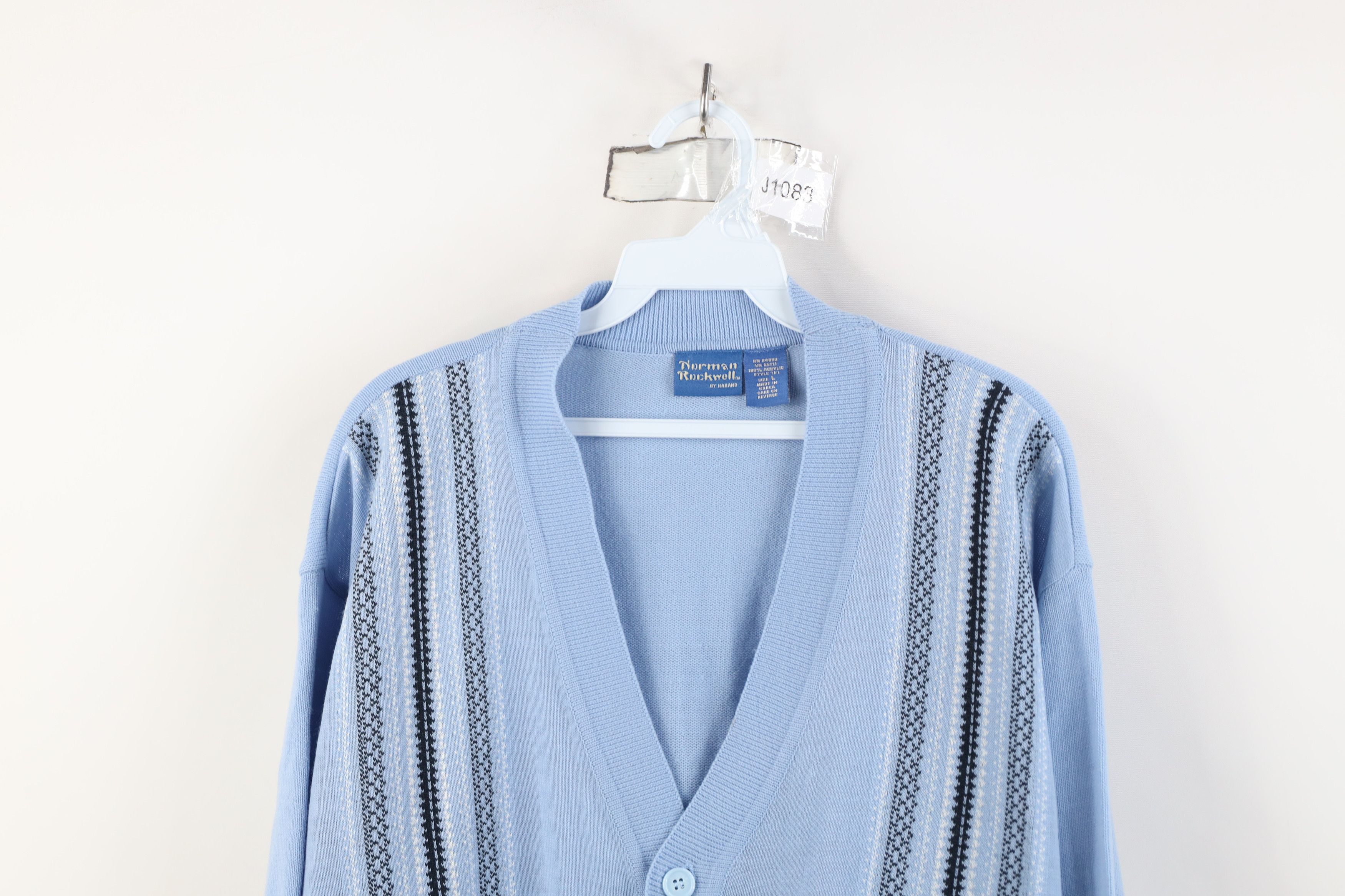 Vintage Vintage 90s Streetwear Knit Cardigan Sweater Carolina Blue Size US L / EU 52-54 / 3 - 2 Thumbnail