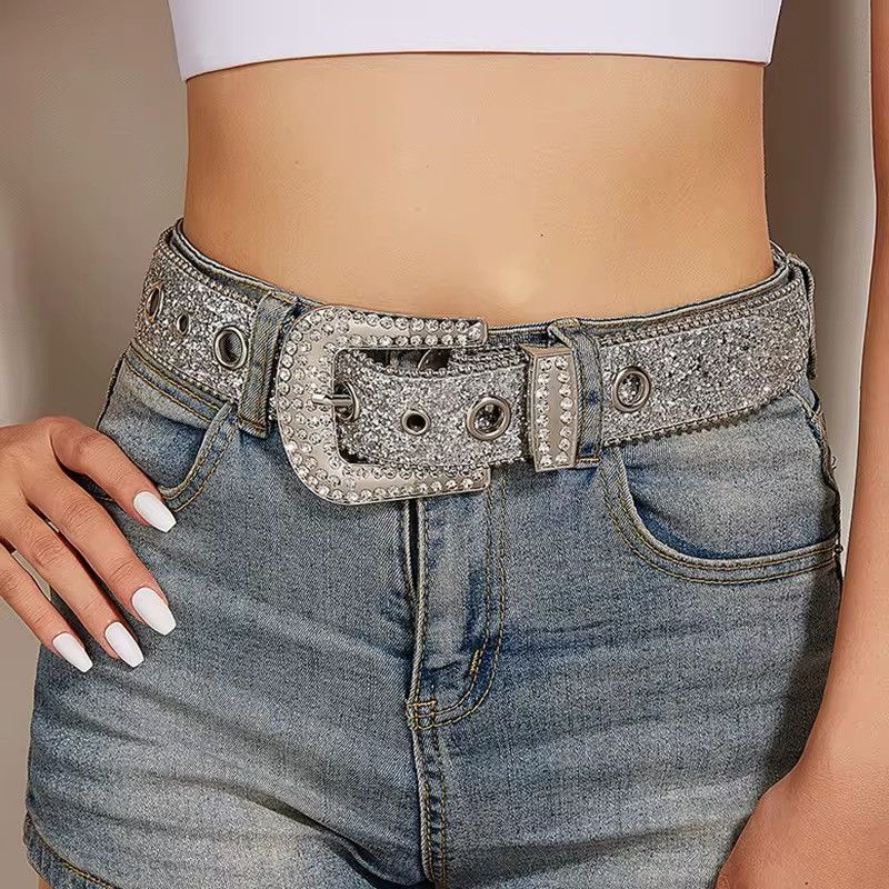 Other Silver Shine Rhinestone Waist Belt Size ONE SIZE - 7 Thumbnail