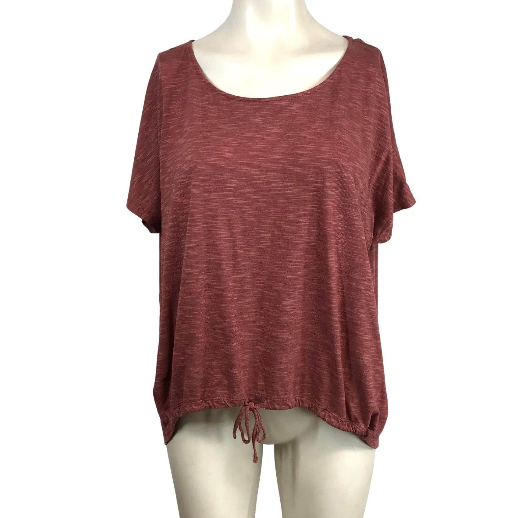 Vintage Garnet Hill T-Shirt Terracotta Space-Dye Drawstring Hem Scoop Neck Short Sleeve Womens S Size S / US 4 / IT 40 - 2 Thumbnail