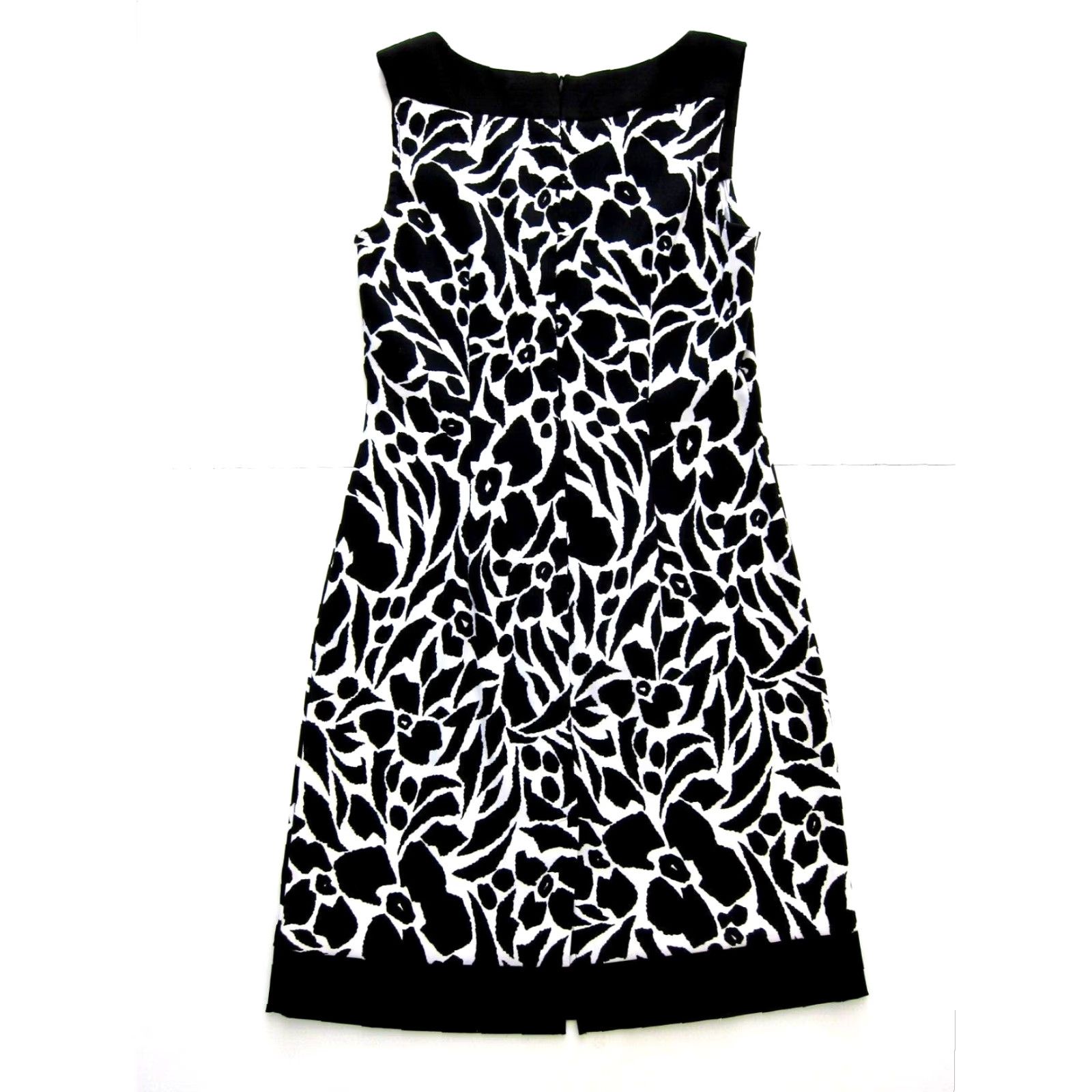 Vintage Connected Black White Floral Stretch Sleeveless Sheath Tunic Tank Dress 6 Size M / US 6-8 / IT 42-44 - 2 Thumbnail