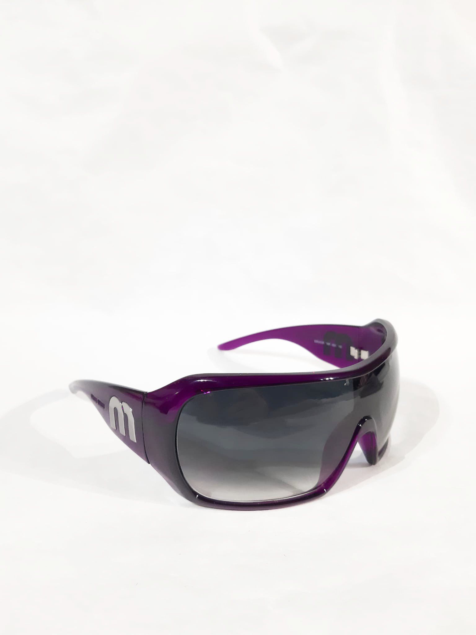 Miu Miu Miu Miu 2000's Purple Oversized Mask Shield Sunglasses Size ONE SIZE - 3 Thumbnail