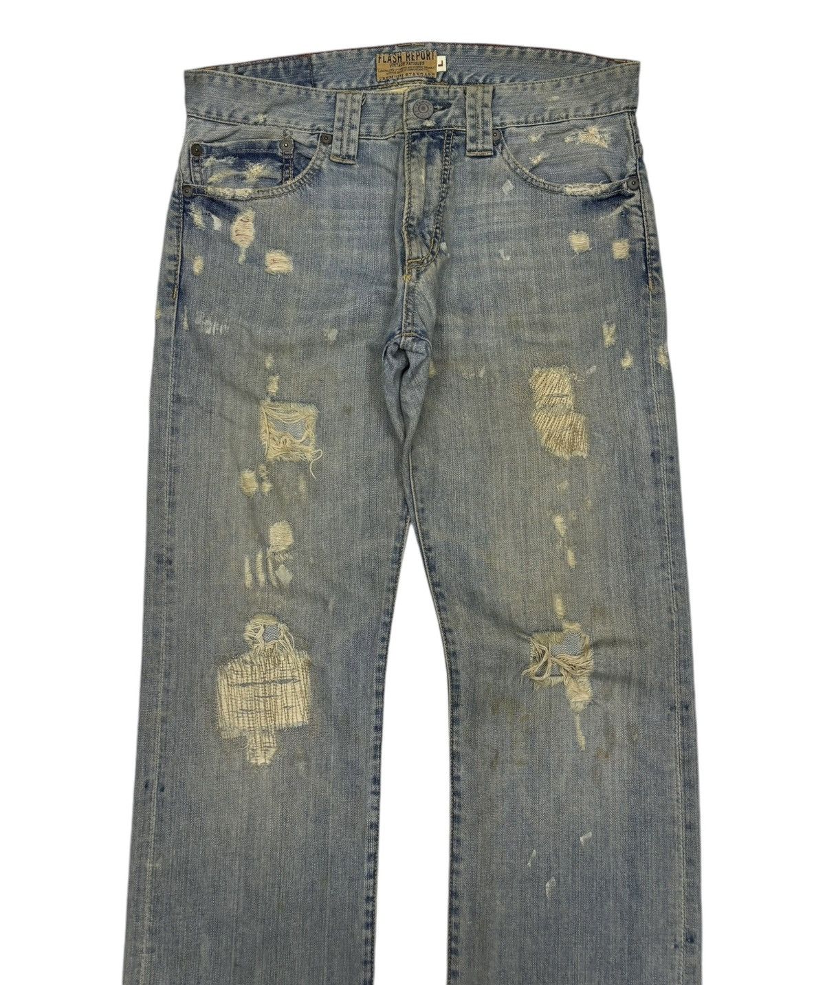 If Six Was Nine × Japanese Brand × Le Grande Bleu (L.G.B.) VINTAGE FATIGUES FLASH REPORT RIPPED DENIM JEANS Size US 34 / EU 50 - 3 Thumbnail